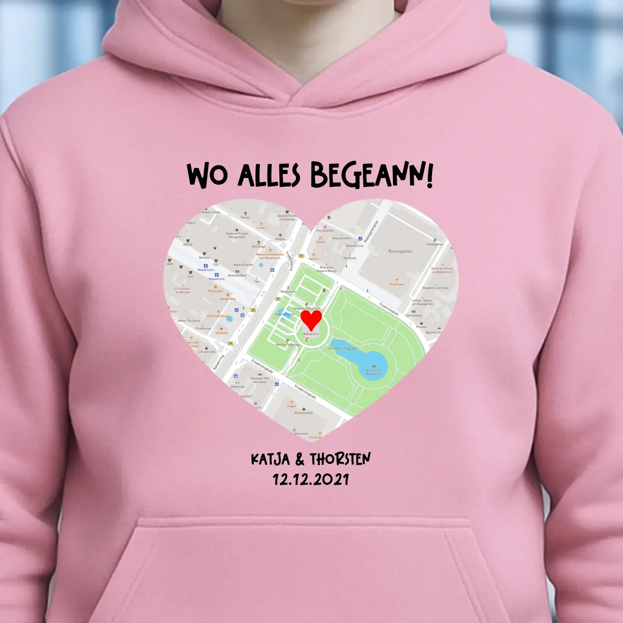 Karten-Generator mit echtem Ort und deinem Text • Karte • Maps • Unisex Premium Hoodie XS-5XL aus Bio-Baumwolle für Damen & Herren • Exklusivdesign • personalisiert