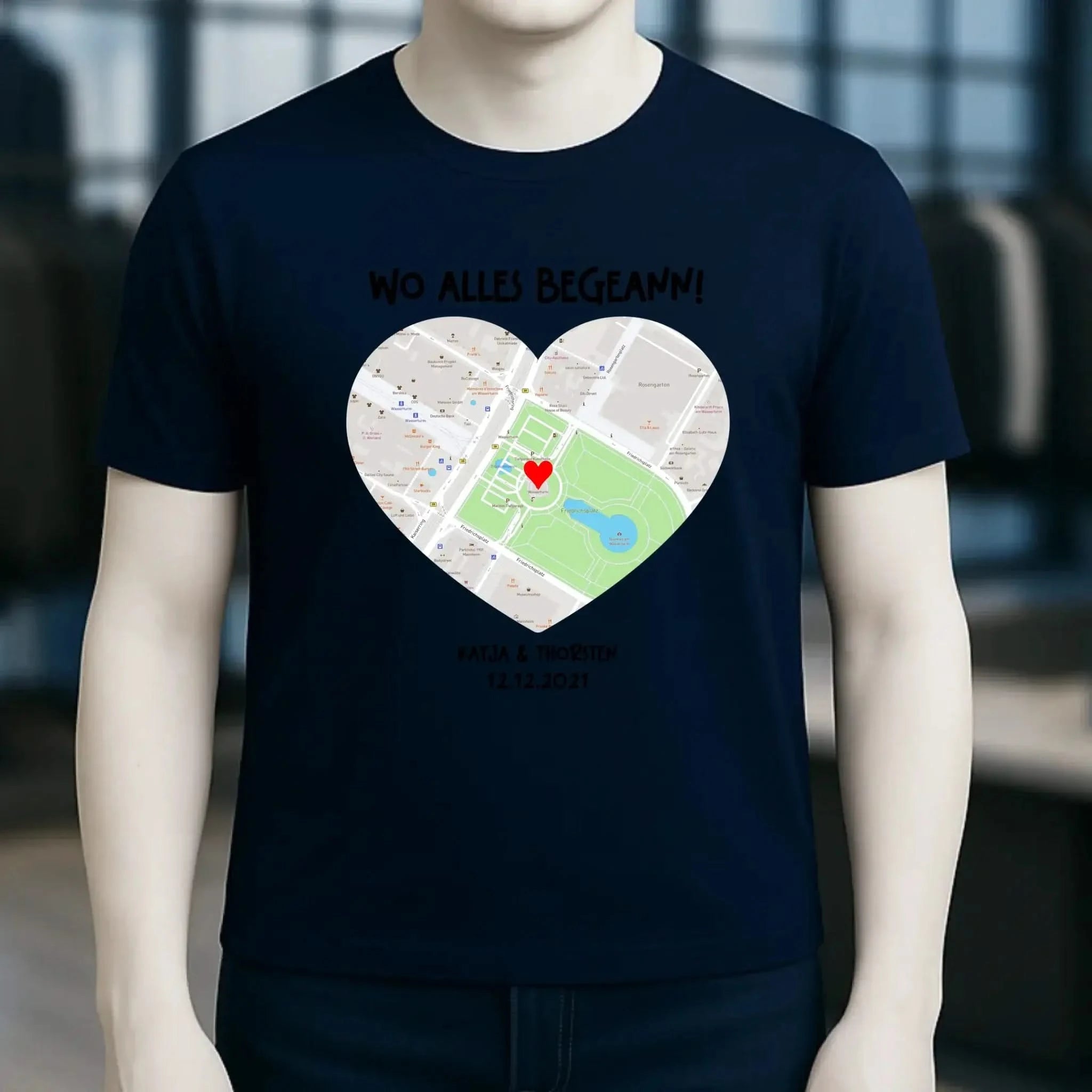 Karten-Generator mit echtem Ort und deinem Text • Karte • Maps • Unisex Premium T-Shirt XS-5XL aus Bio-Baumwolle für Damen & Herren • Exklusivdesign • personalisiert