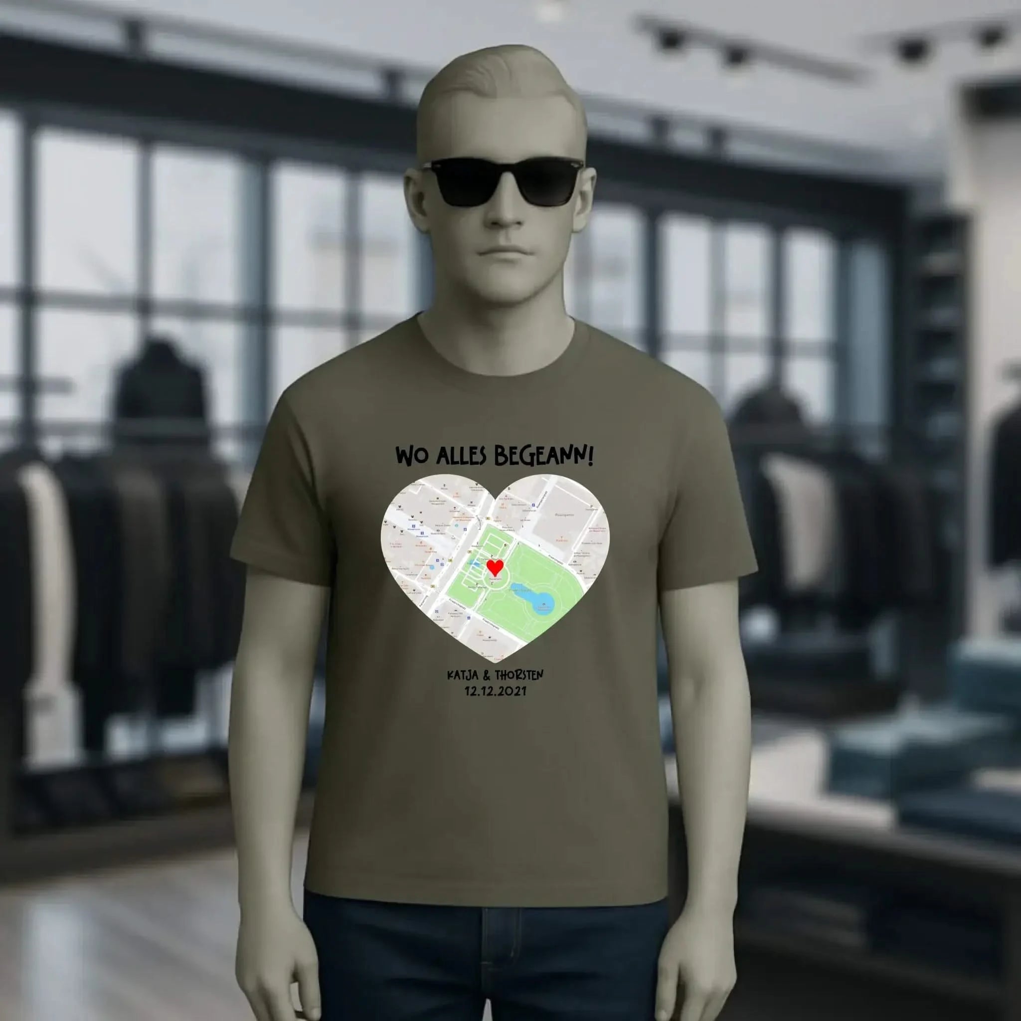 Karten-Generator mit echtem Ort und deinem Text • Karte • Maps • Unisex Premium T-Shirt XS-5XL aus Bio-Baumwolle für Damen & Herren • Exklusivdesign • personalisiert