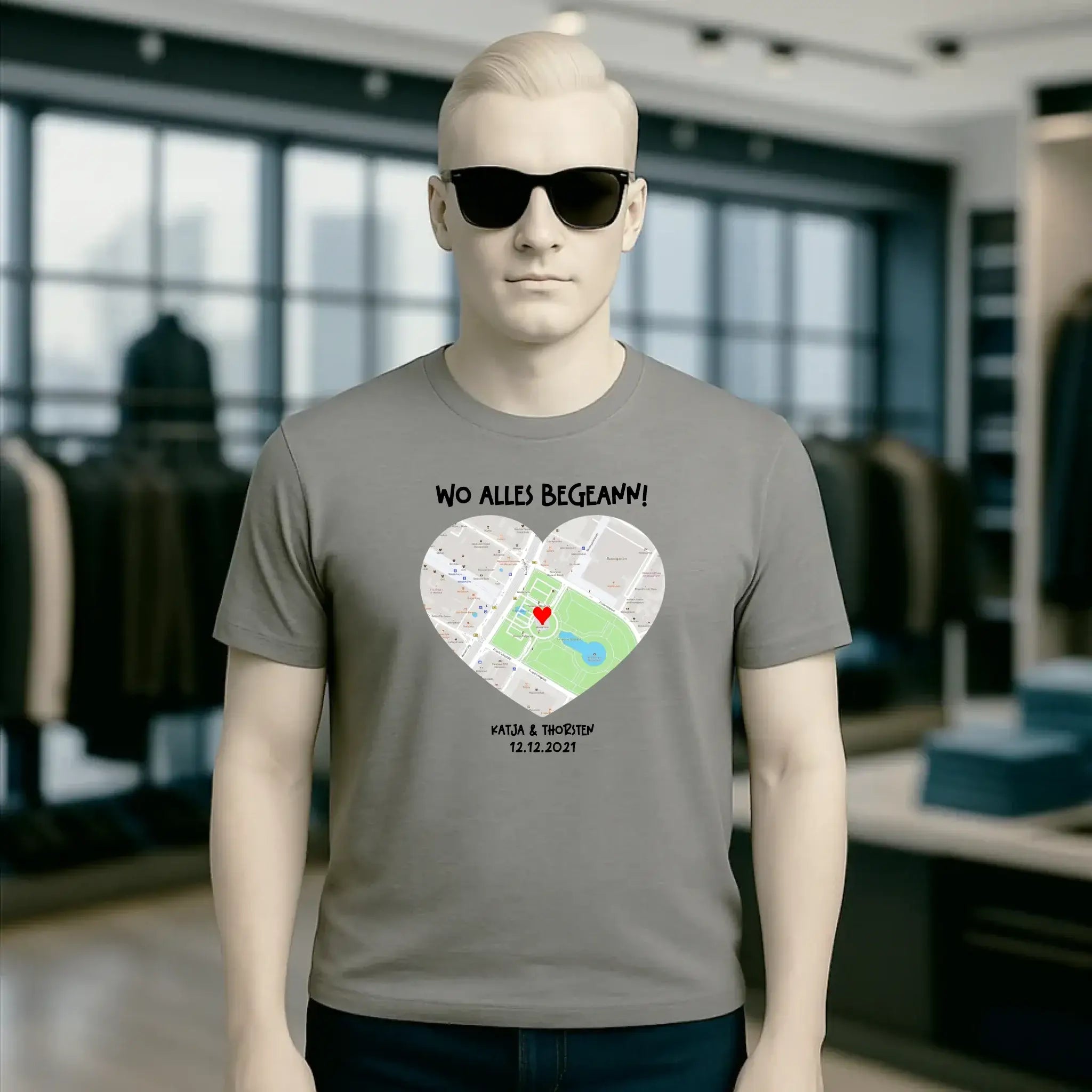 Karten-Generator mit echtem Ort und deinem Text • Karte • Maps • Unisex Premium T-Shirt XS-5XL aus Bio-Baumwolle für Damen & Herren • Exklusivdesign • personalisiert
