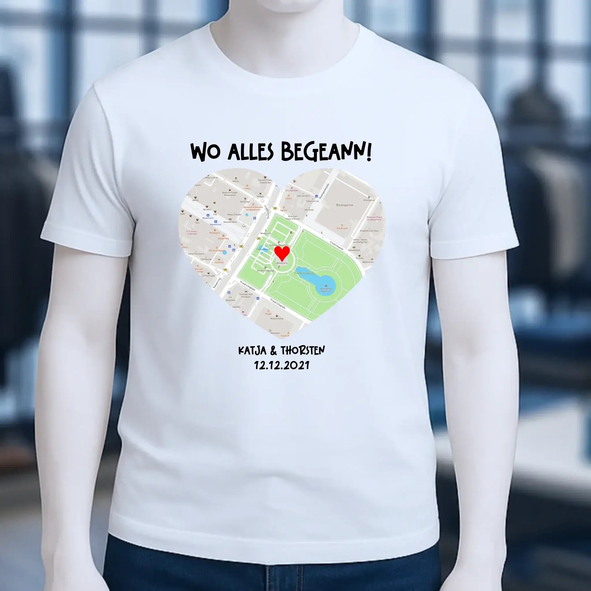 Karten-Generator mit echtem Ort und deinem Text • Karte • Maps • Unisex Premium T-Shirt XS-5XL aus Bio-Baumwolle für Damen & Herren • Exklusivdesign • personalisiert