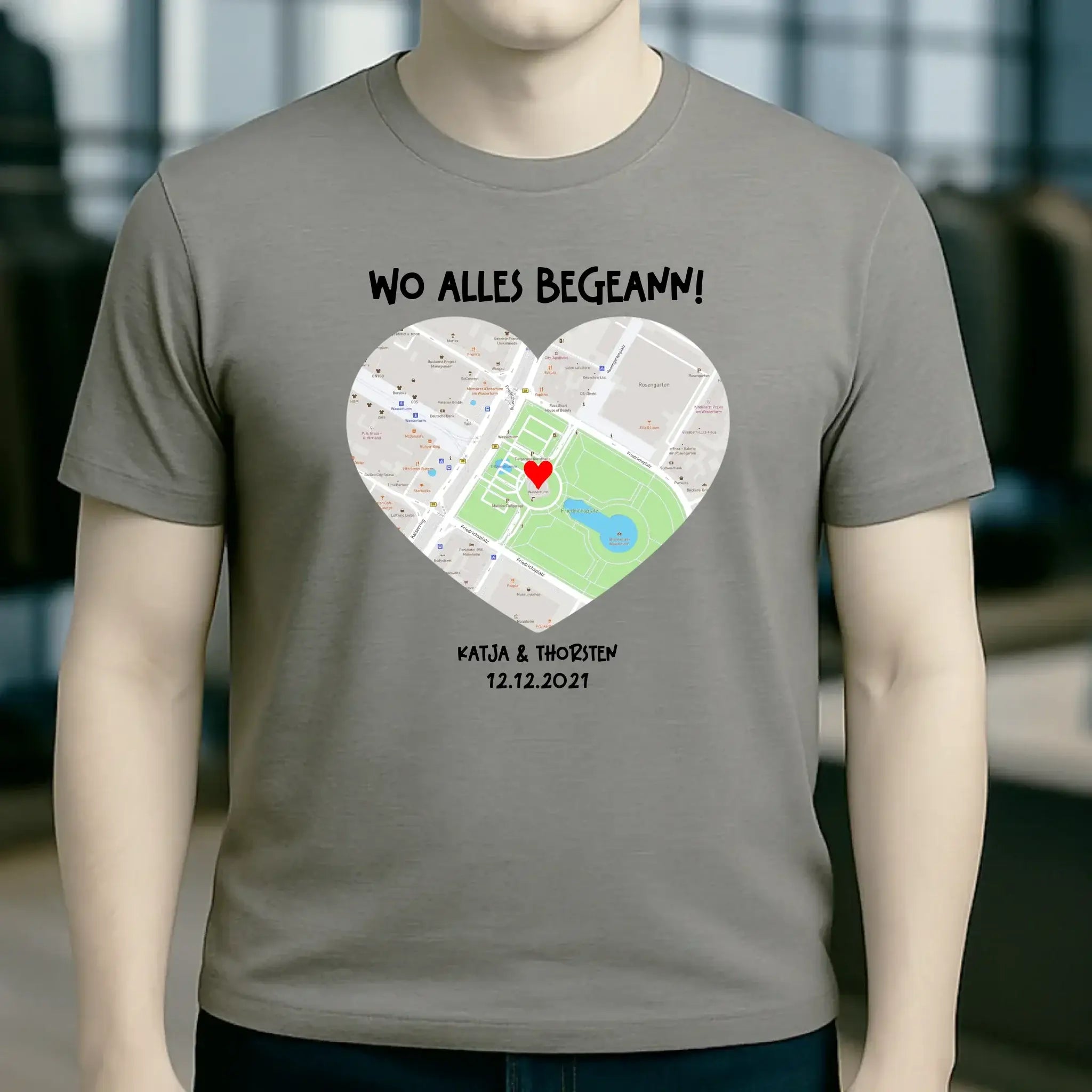 Karten-Generator mit echtem Ort und deinem Text • Karte • Maps • Unisex Premium T-Shirt XS-5XL aus Bio-Baumwolle für Damen & Herren • Exklusivdesign • personalisiert
