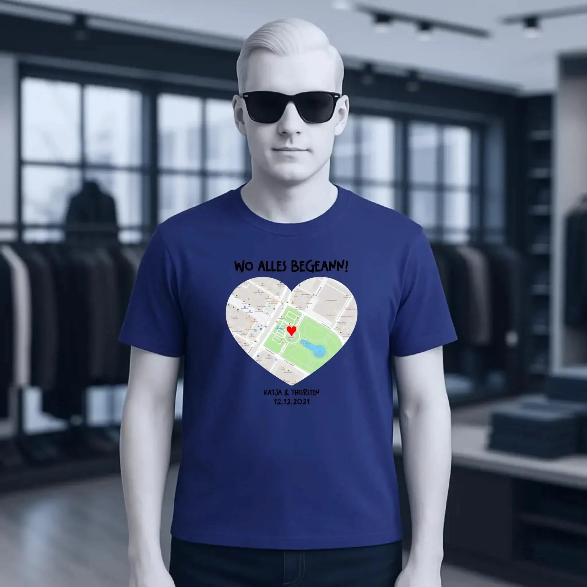 Karten-Generator mit echtem Ort und deinem Text • Karte • Maps • Unisex Premium T-Shirt XS-5XL aus Bio-Baumwolle für Damen & Herren • Exklusivdesign • personalisiert