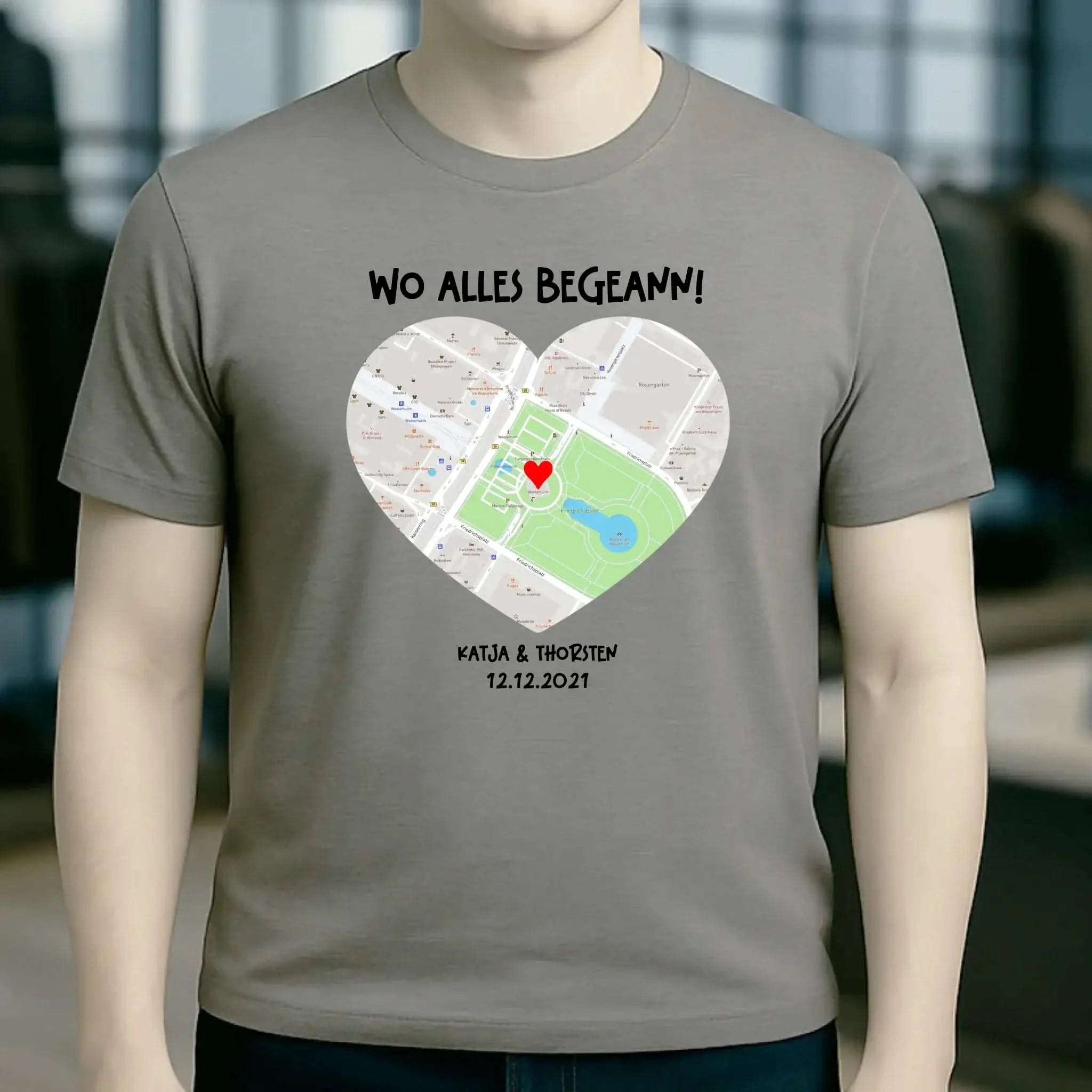 Karten-Generator mit echtem Ort und deinem Text • Karte • Maps • Unisex Premium T-Shirt XS-5XL aus Bio-Baumwolle für Damen & Herren • Exklusivdesign • personalisiert