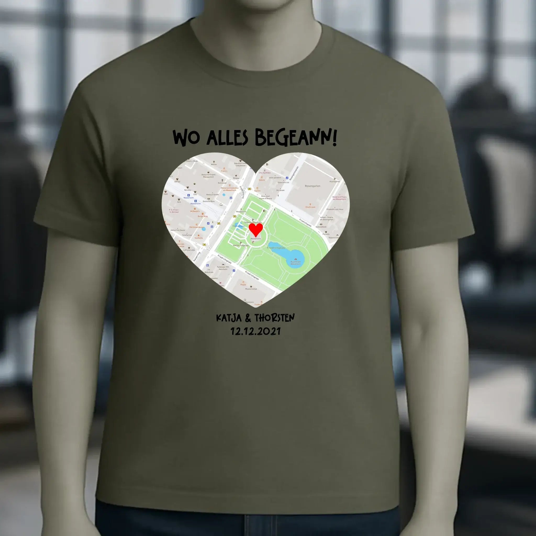 Karten-Generator mit echtem Ort und deinem Text • Karte • Maps • Unisex Premium T-Shirt XS-5XL aus Bio-Baumwolle für Damen & Herren • Exklusivdesign • personalisiert
