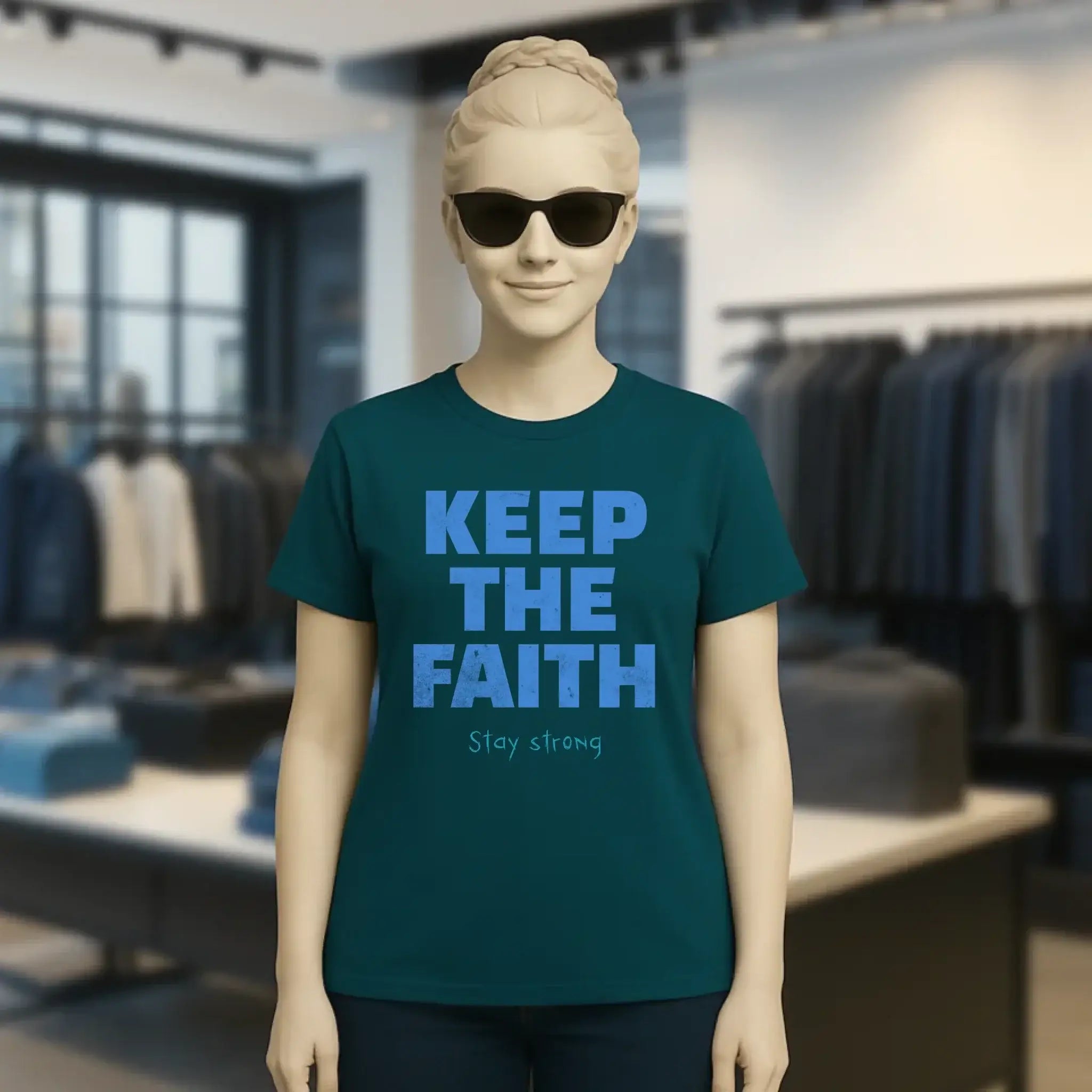 Keep the Faith • Farbwahl + Wunschtext • Ladies Premium T-Shirt XS-2XL aus Bio-Baumwolle für Damen • Exklusivdesign • personalisiert
