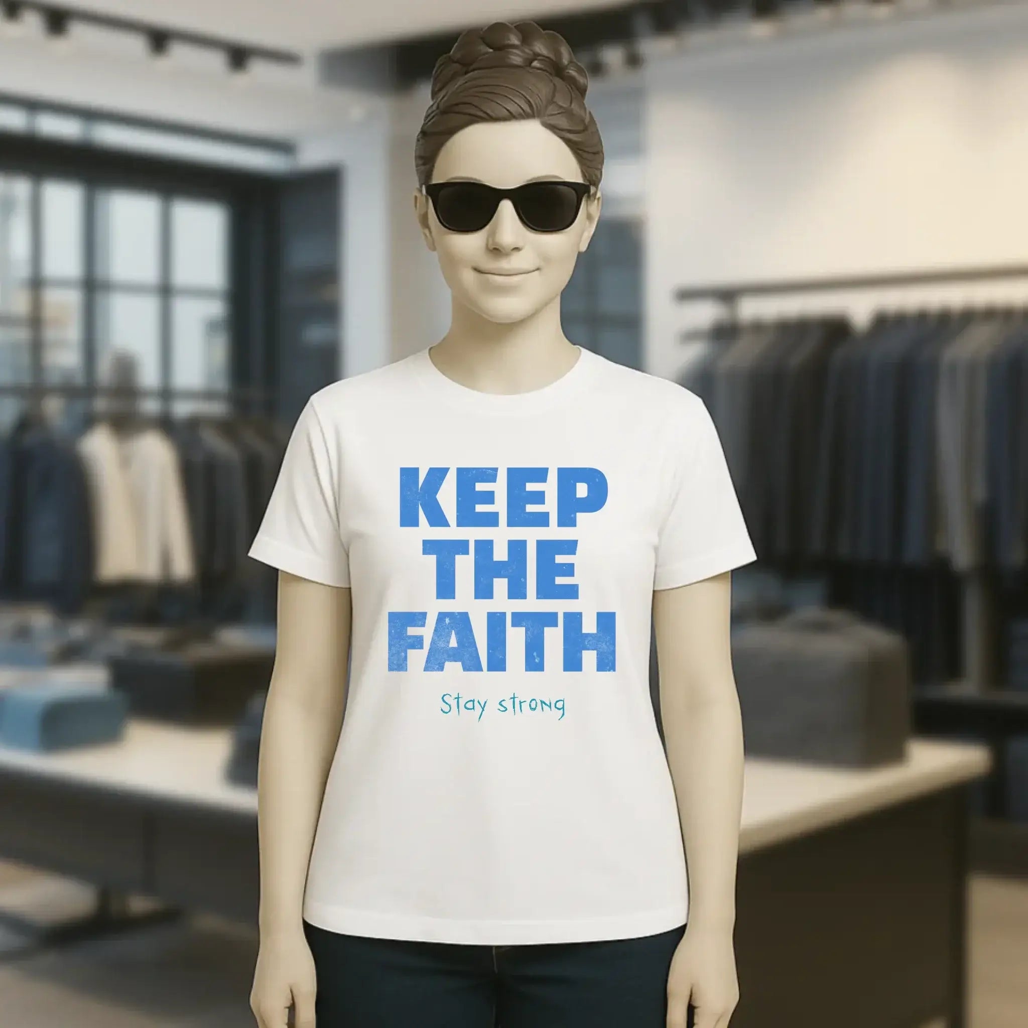 Keep the Faith • Farbwahl + Wunschtext • Ladies Premium T-Shirt XS-2XL aus Bio-Baumwolle für Damen • Exklusivdesign • personalisiert