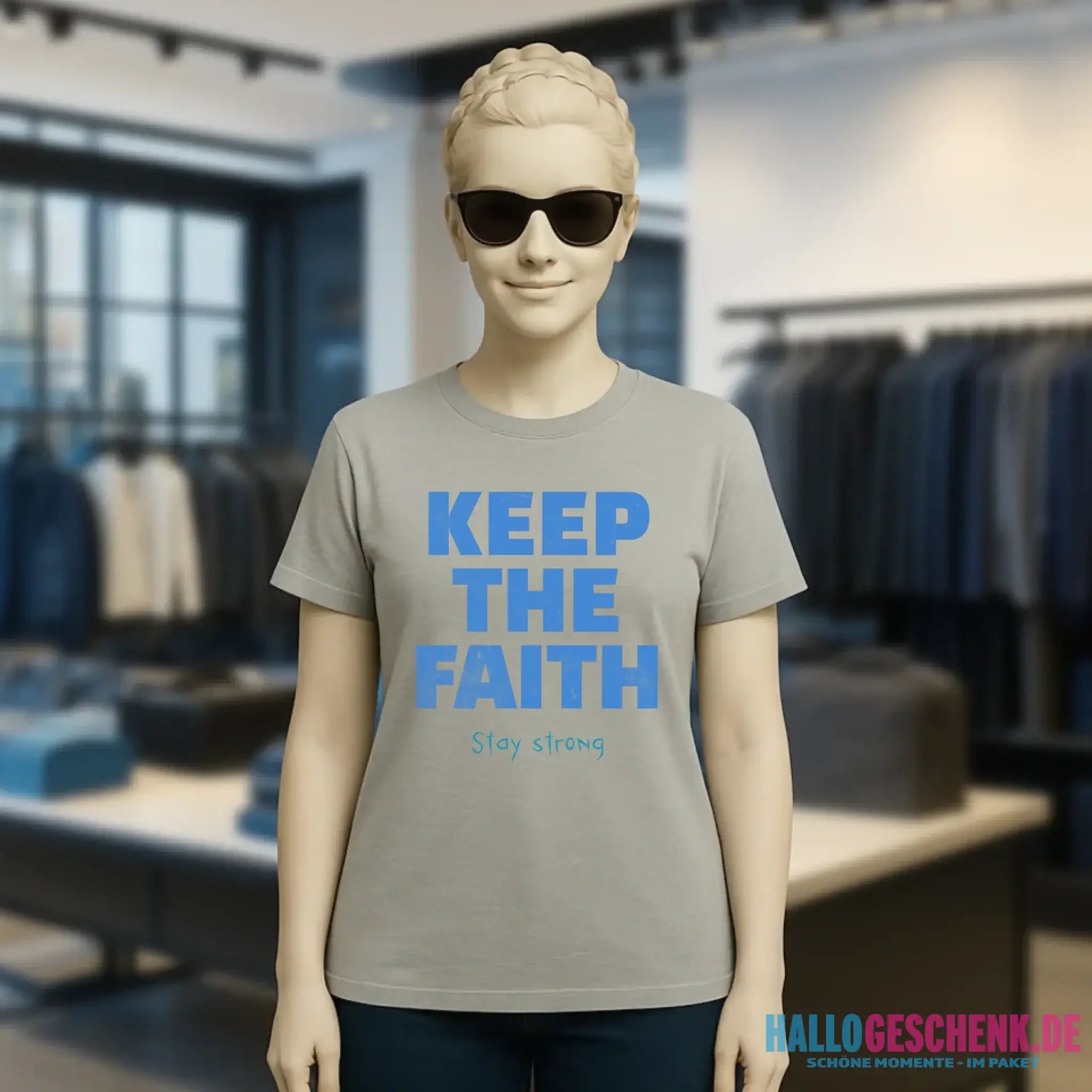 Keep the Faith • Farbwahl + Wunschtext • Ladies Premium T-Shirt XS-2XL aus Bio-Baumwolle für Damen • Exklusivdesign • personalisiert