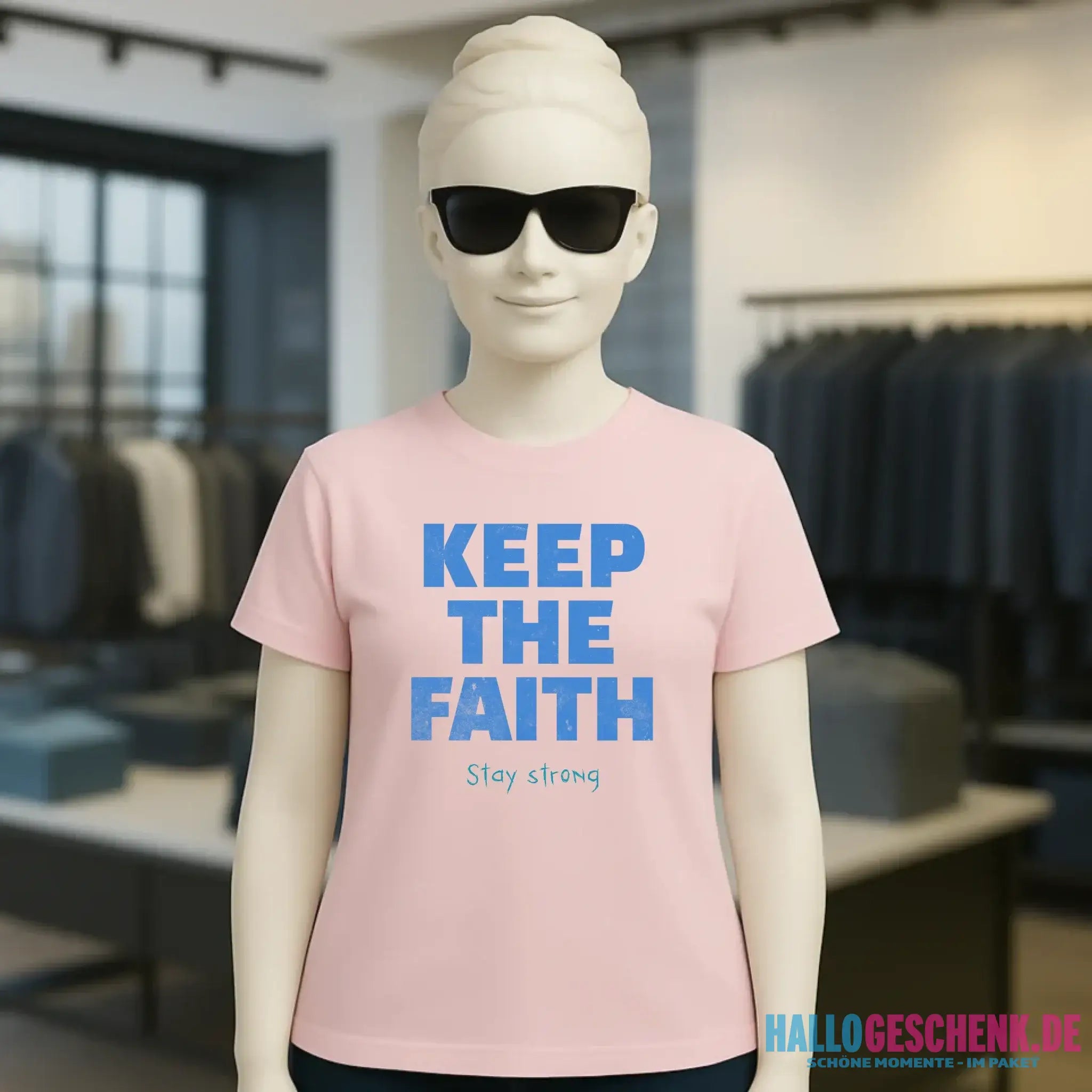 Keep the Faith • Farbwahl + Wunschtext • Ladies Premium T-Shirt XS-2XL aus Bio-Baumwolle für Damen • Exklusivdesign • personalisiert