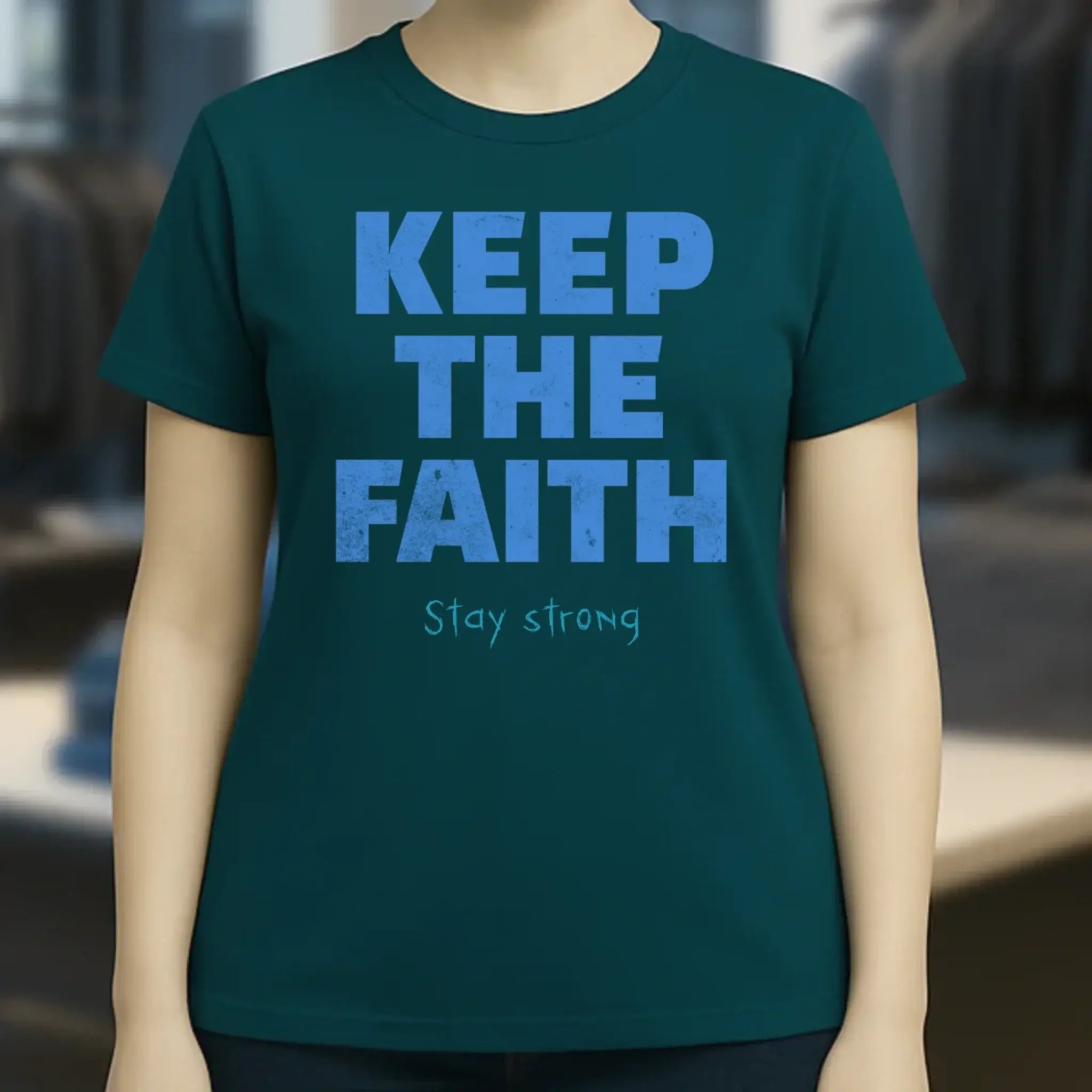Keep the Faith • Farbwahl + Wunschtext • Ladies Premium T-Shirt XS-2XL aus Bio-Baumwolle für Damen • Exklusivdesign • personalisiert