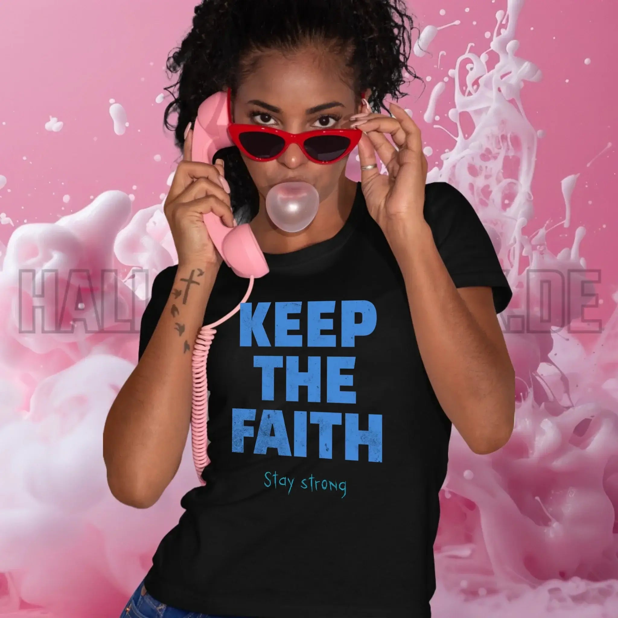 Keep the Faith • Farbwahl + Wunschtext • Ladies Premium T-Shirt XS-2XL aus Bio-Baumwolle für Damen • Exklusivdesign • personalisiert