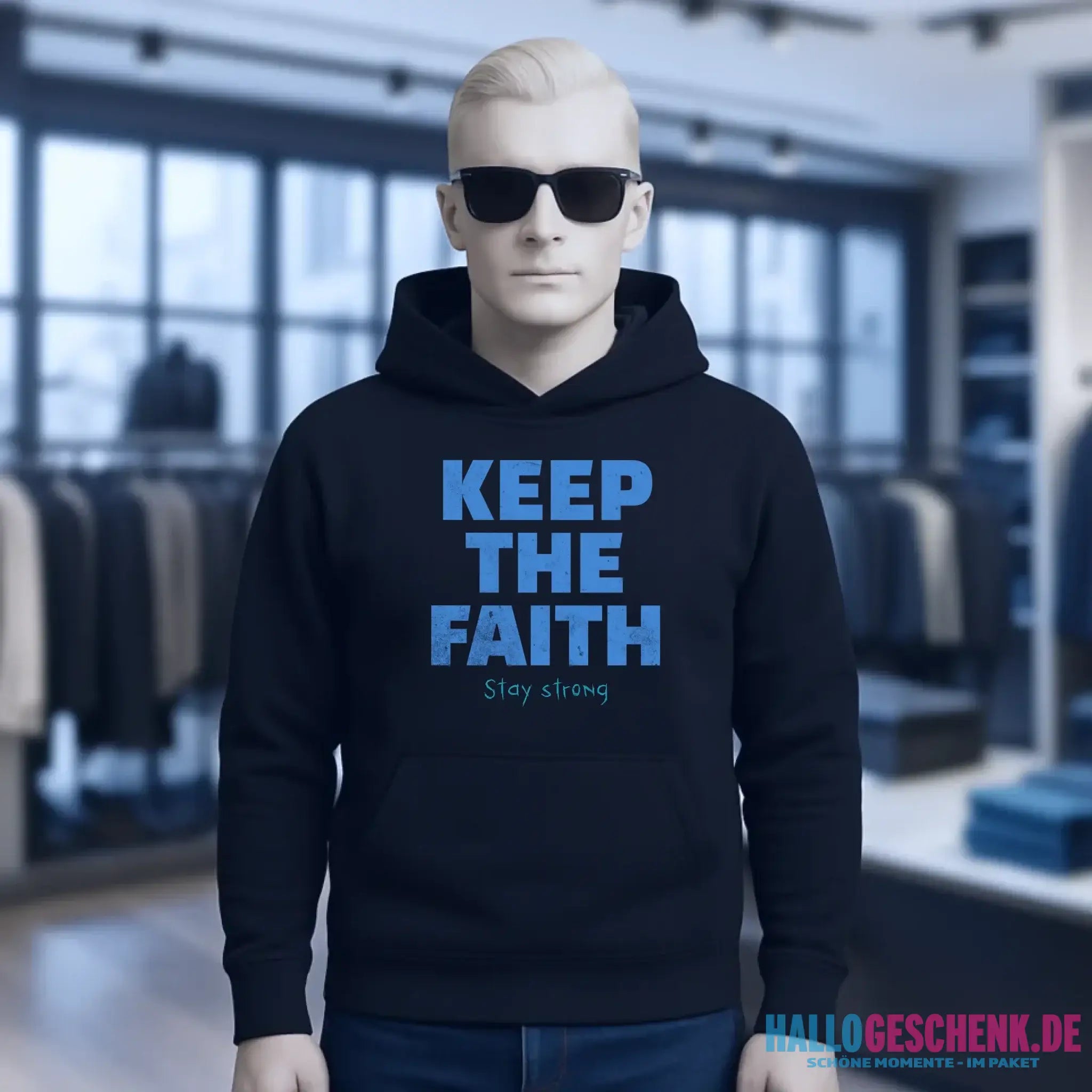 Keep the Faith • Farbwahl + Wunschtext • Unisex Premium Hoodie XS-5XL aus Bio-Baumwolle für Damen & Herren • Exklusivdesign • personalisiert