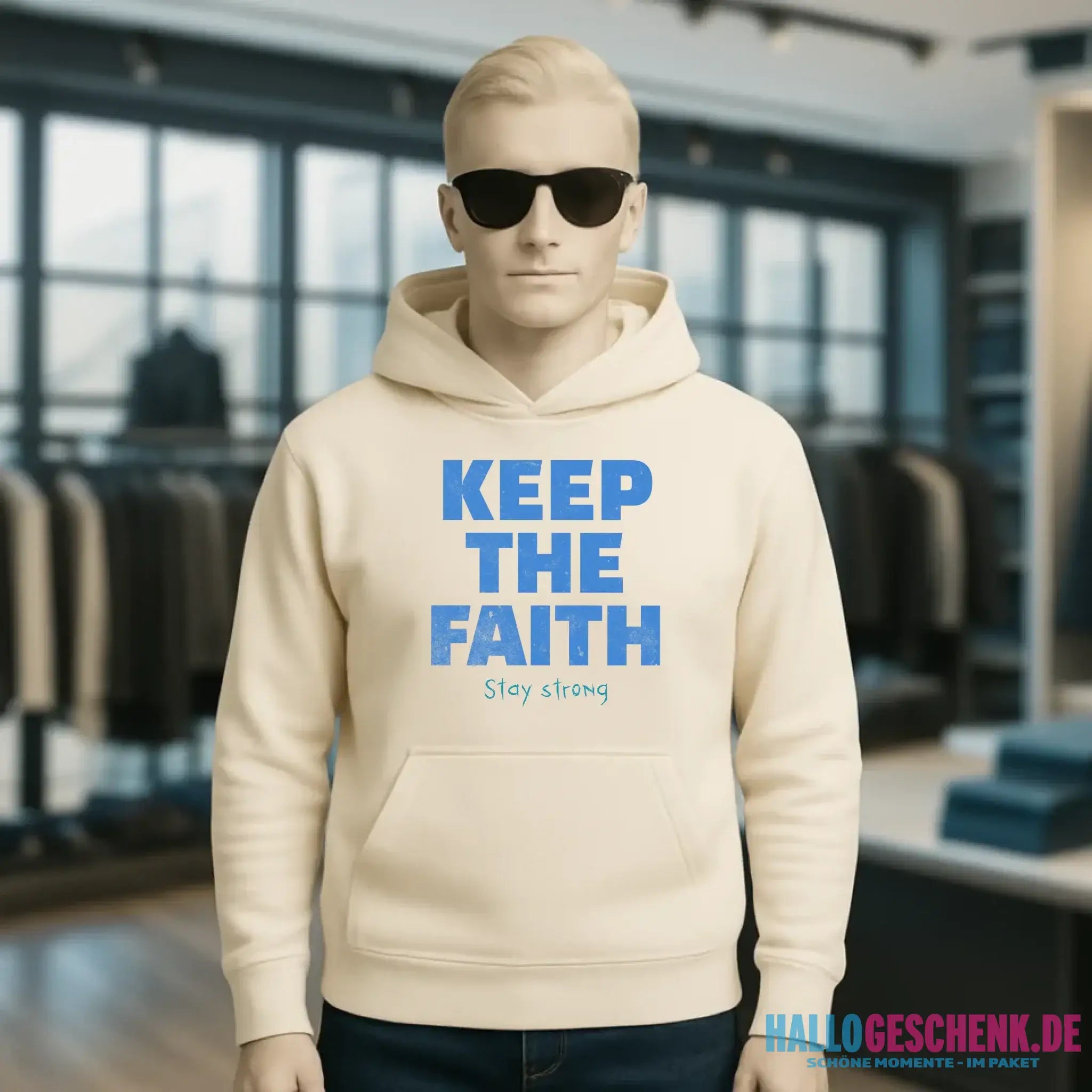 Keep the Faith • Farbwahl + Wunschtext • Unisex Premium Hoodie XS-5XL aus Bio-Baumwolle für Damen & Herren • Exklusivdesign • personalisiert
