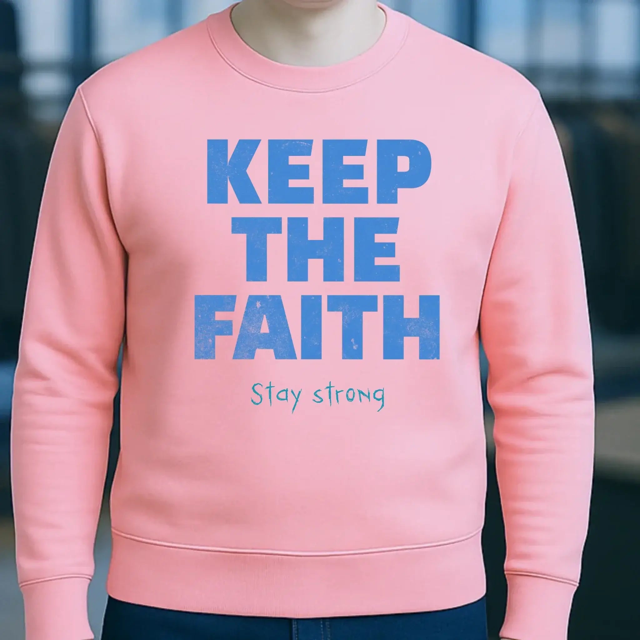 Keep the Faith • Farbwahl + Wunschtext • Unisex Sweatshirt Bio-Baumwolle in 4 Farben XS-3XL • personalisiert