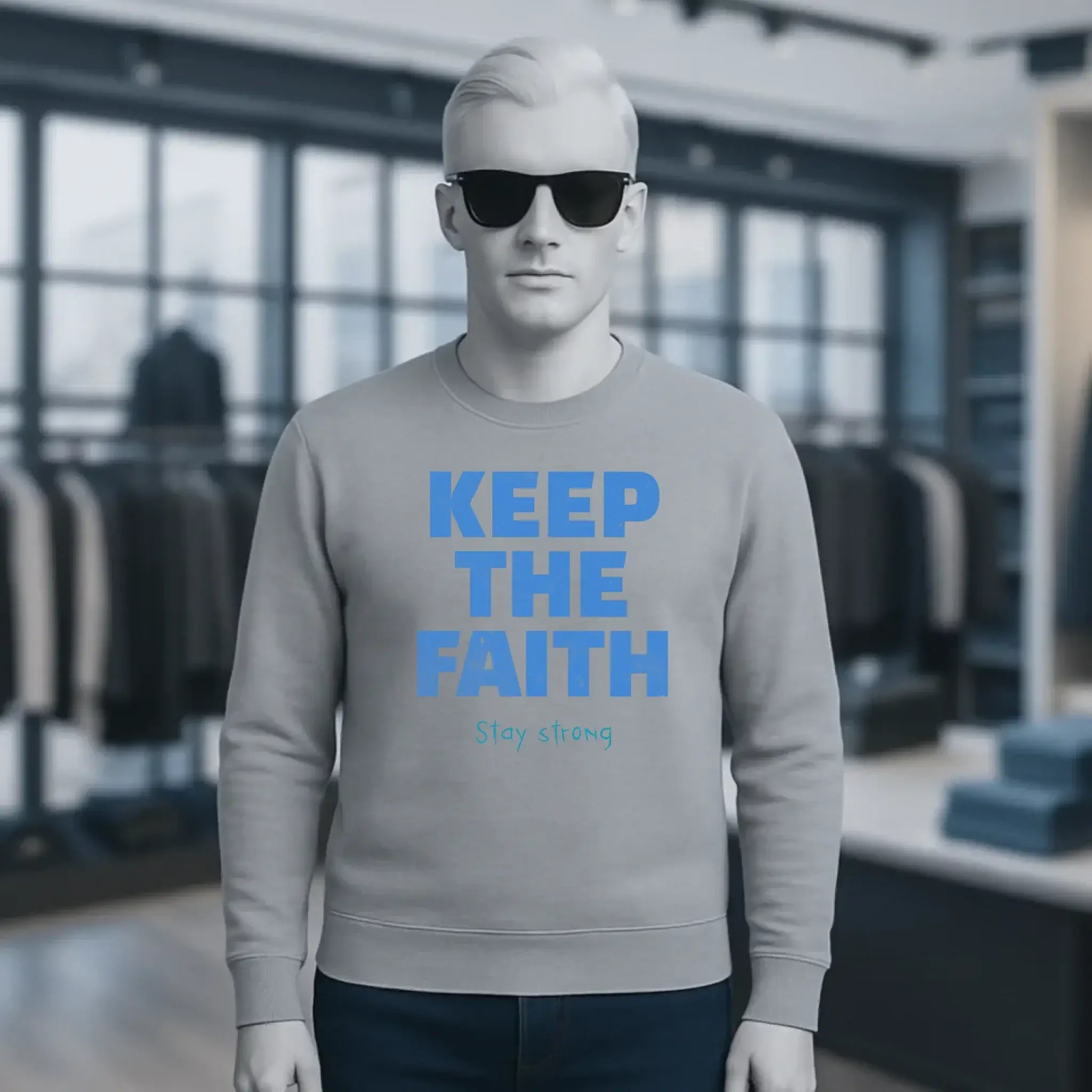 Keep the Faith • Farbwahl + Wunschtext • Unisex Sweatshirt Bio-Baumwolle in 4 Farben XS-3XL • personalisiert