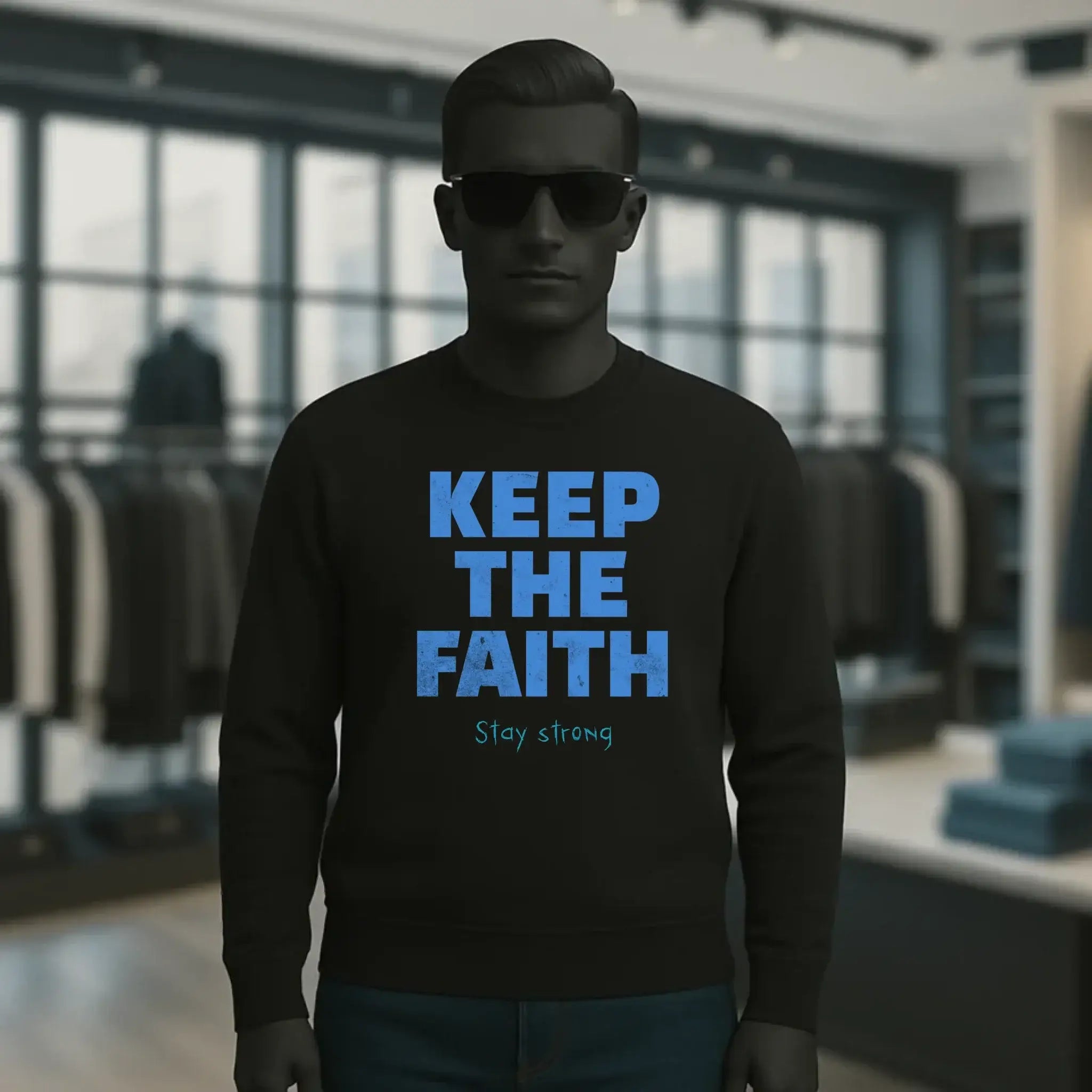 Keep the Faith • Farbwahl + Wunschtext • Unisex Sweatshirt Bio-Baumwolle in 4 Farben XS-3XL • personalisiert