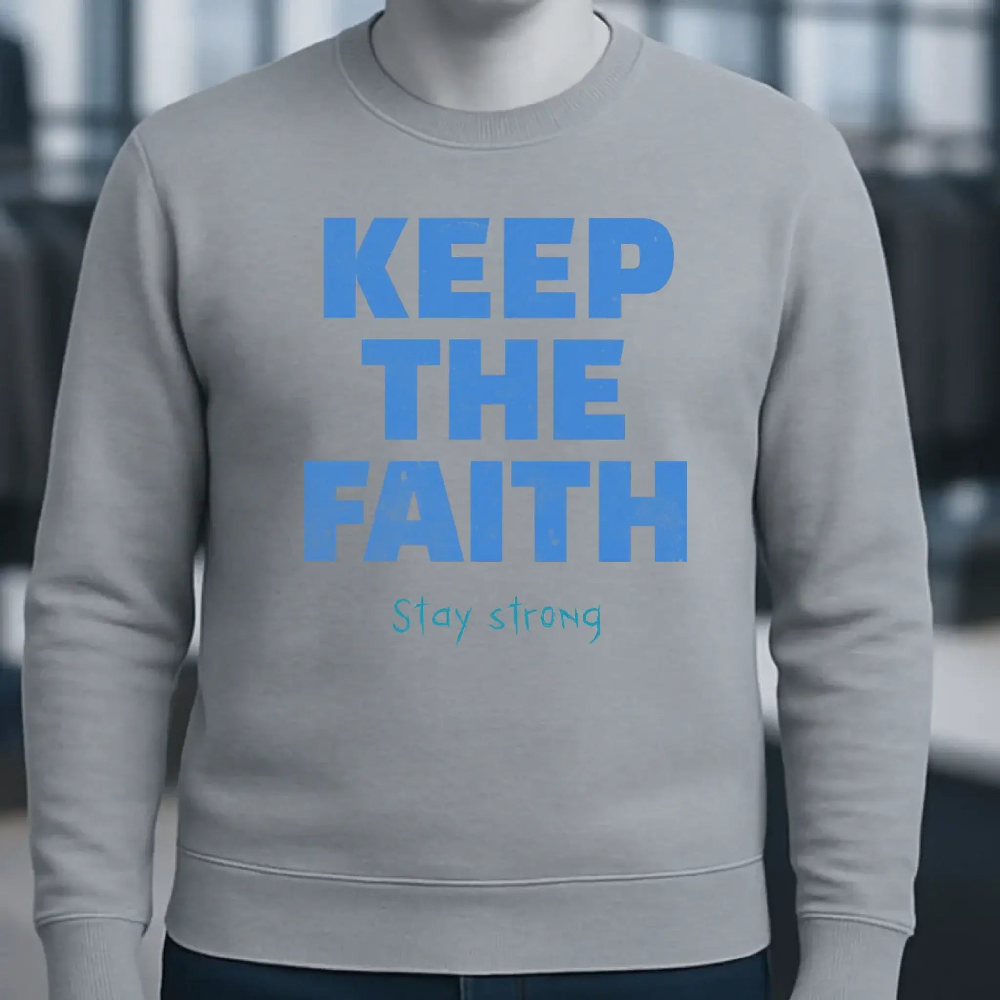 Keep the Faith • Farbwahl + Wunschtext • Unisex Sweatshirt Bio-Baumwolle in 4 Farben XS-3XL • personalisiert