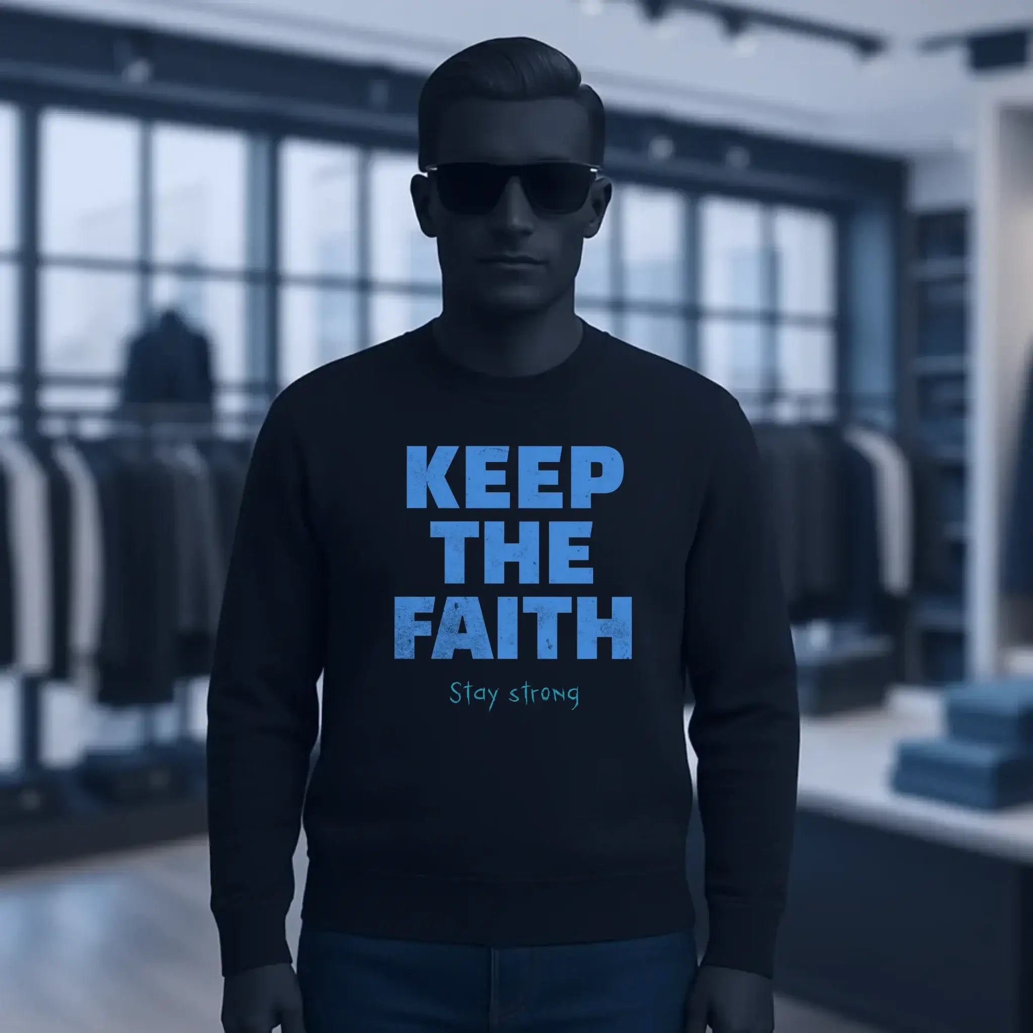Keep the Faith • Farbwahl + Wunschtext • Unisex Sweatshirt Bio-Baumwolle in 4 Farben XS-3XL • personalisiert