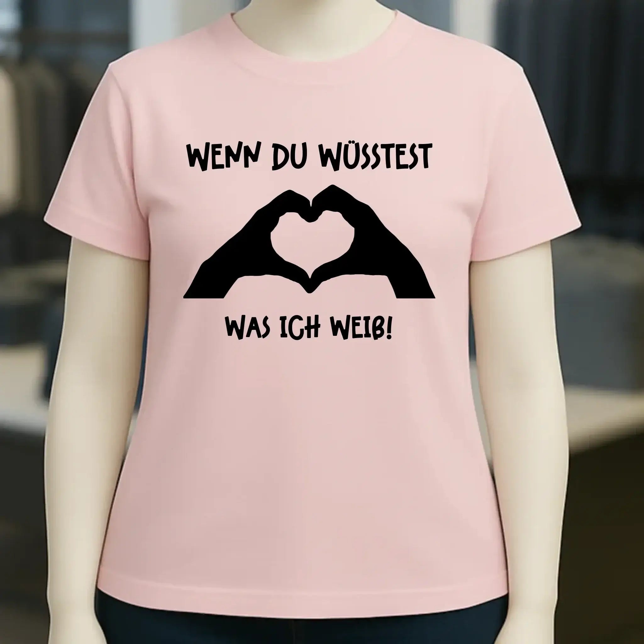 Keine Frage, ich liebe Dich auch! • Frau • Hände • personalisierter Text • Ladies Premium T-Shirt XS-2XL aus Bio-Baumwolle für Damen • Exklusivdesign • personalisiert • Motivauswahl • personalisierbar