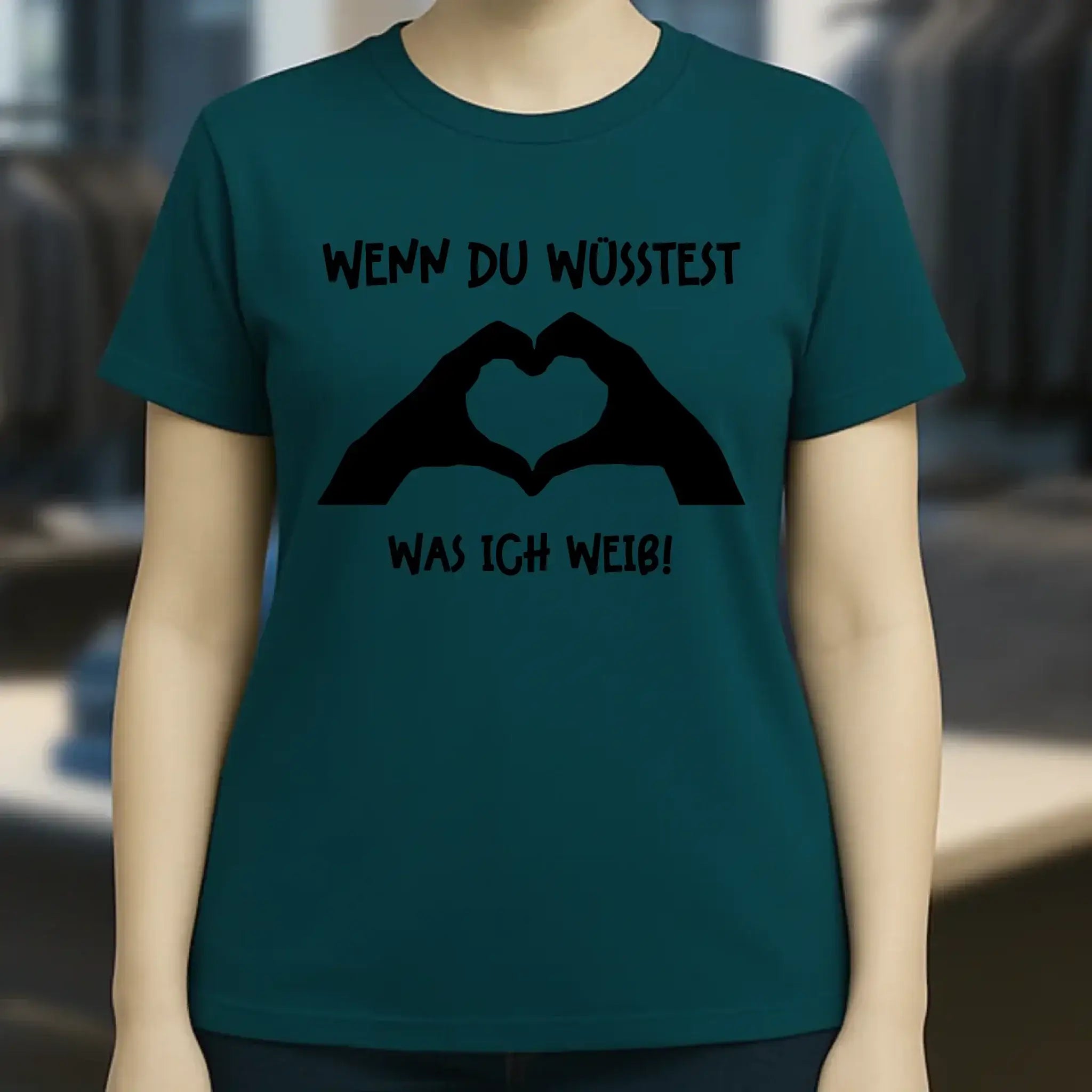 Keine Frage, ich liebe Dich auch! • Frau • Hände • personalisierter Text • Ladies Premium T-Shirt XS-2XL aus Bio-Baumwolle für Damen • Exklusivdesign • personalisiert • Motivauswahl • personalisierbar