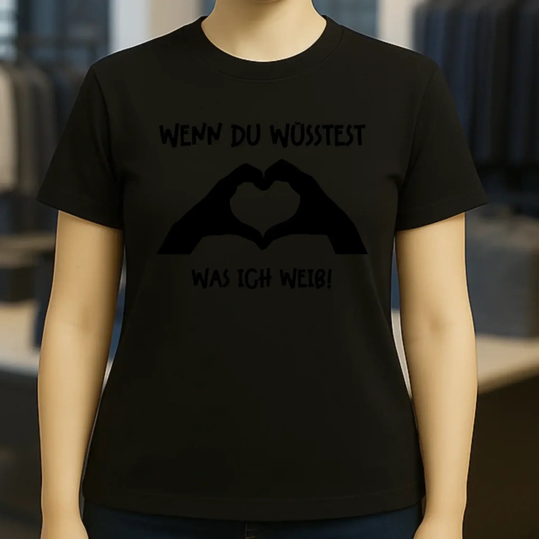 Keine Frage, ich liebe Dich auch! • Frau • Hände • personalisierter Text • Ladies Premium T-Shirt XS-2XL aus Bio-Baumwolle für Damen • Exklusivdesign • personalisiert • Motivauswahl • personalisierbar
