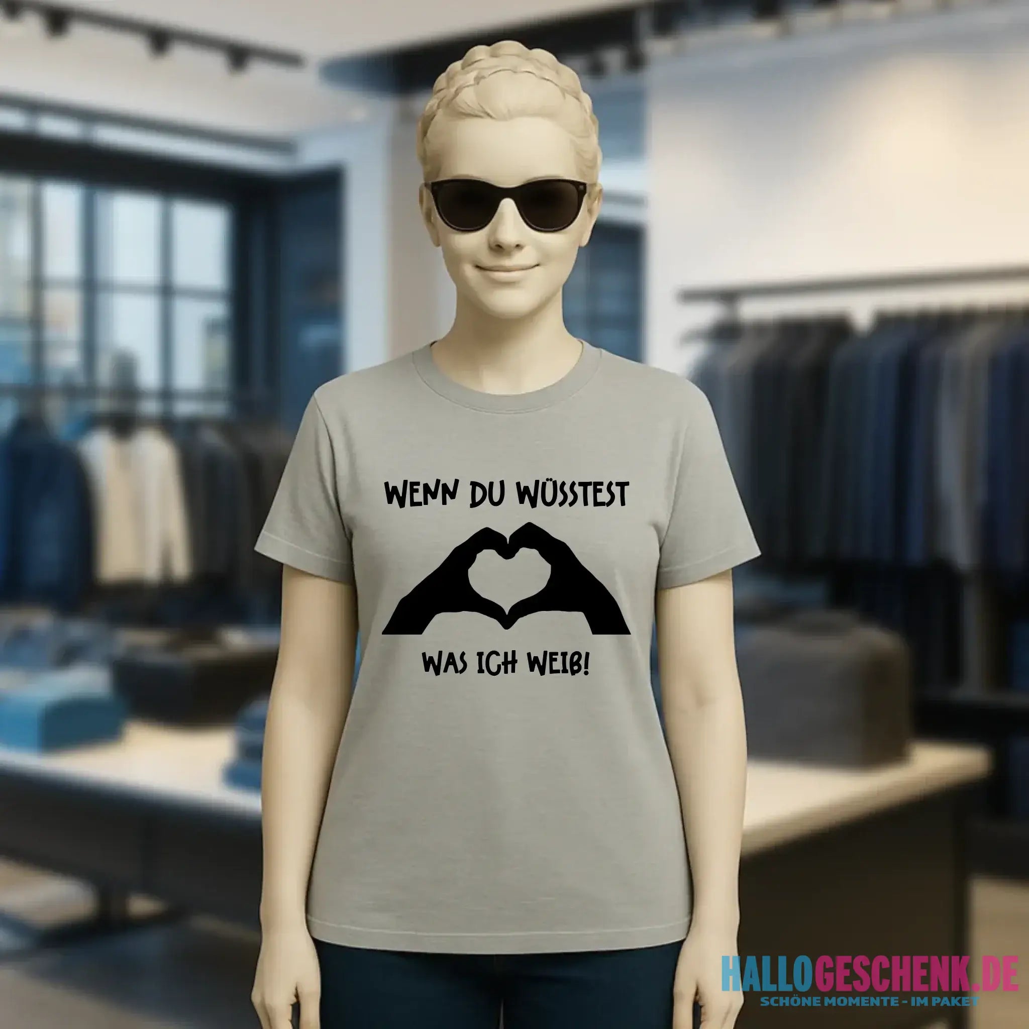 Keine Frage, ich liebe Dich auch! • Frau • Hände • personalisierter Text • Ladies Premium T-Shirt XS-2XL aus Bio-Baumwolle für Damen • Exklusivdesign • personalisiert • Motivauswahl • personalisierbar