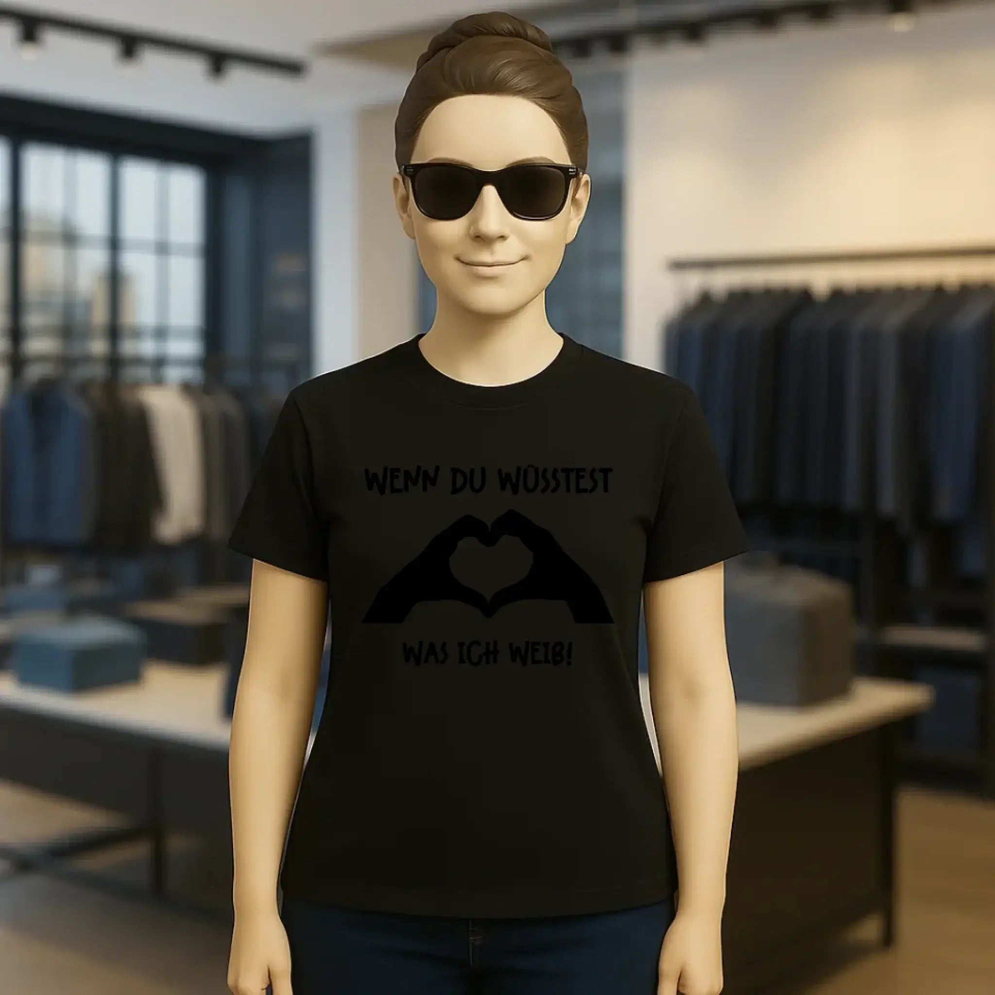 Keine Frage, ich liebe Dich auch! • Frau • Hände • personalisierter Text • Ladies Premium T-Shirt XS-2XL aus Bio-Baumwolle für Damen • Exklusivdesign • personalisiert • Motivauswahl • personalisierbar