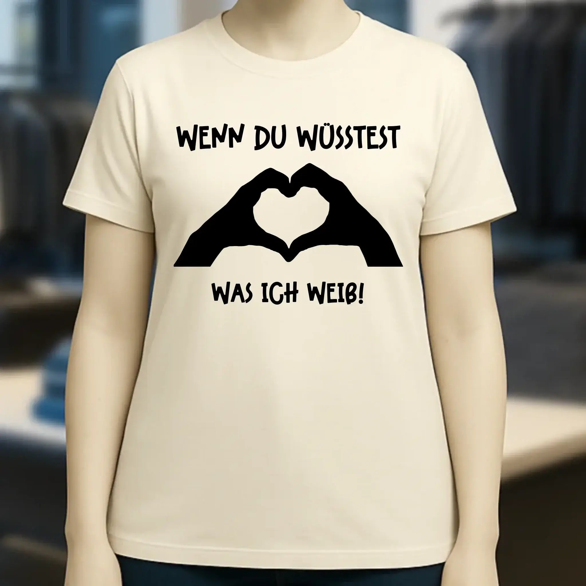 Keine Frage, ich liebe Dich auch! • Frau • Hände • personalisierter Text • Ladies Premium T-Shirt XS-2XL aus Bio-Baumwolle für Damen • Exklusivdesign • personalisiert • Motivauswahl • personalisierbar