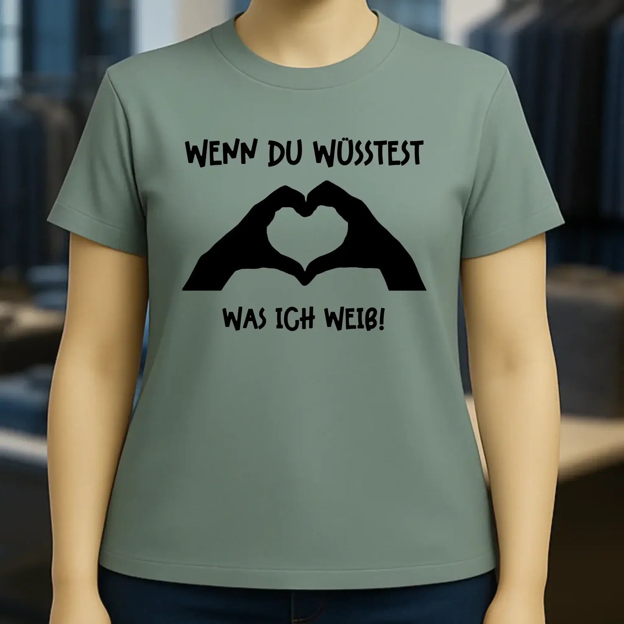 Keine Frage, ich liebe Dich auch! • Frau • Hände • personalisierter Text • Ladies Premium T-Shirt XS-2XL aus Bio-Baumwolle für Damen • Exklusivdesign • personalisiert • Motivauswahl • personalisierbar
