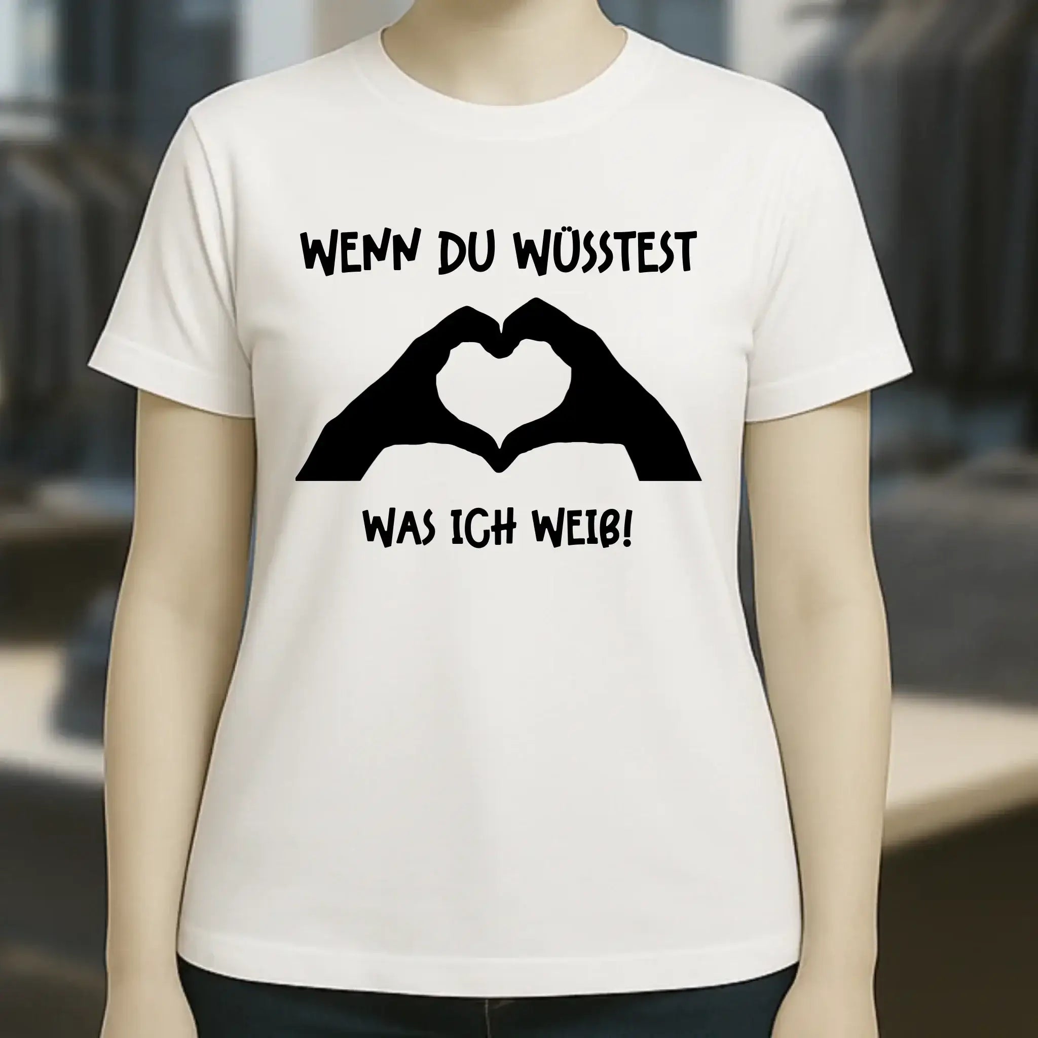 Keine Frage, ich liebe Dich auch! • Frau • Hände • personalisierter Text • Ladies Premium T-Shirt XS-2XL aus Bio-Baumwolle für Damen • Exklusivdesign • personalisiert • Motivauswahl • personalisierbar