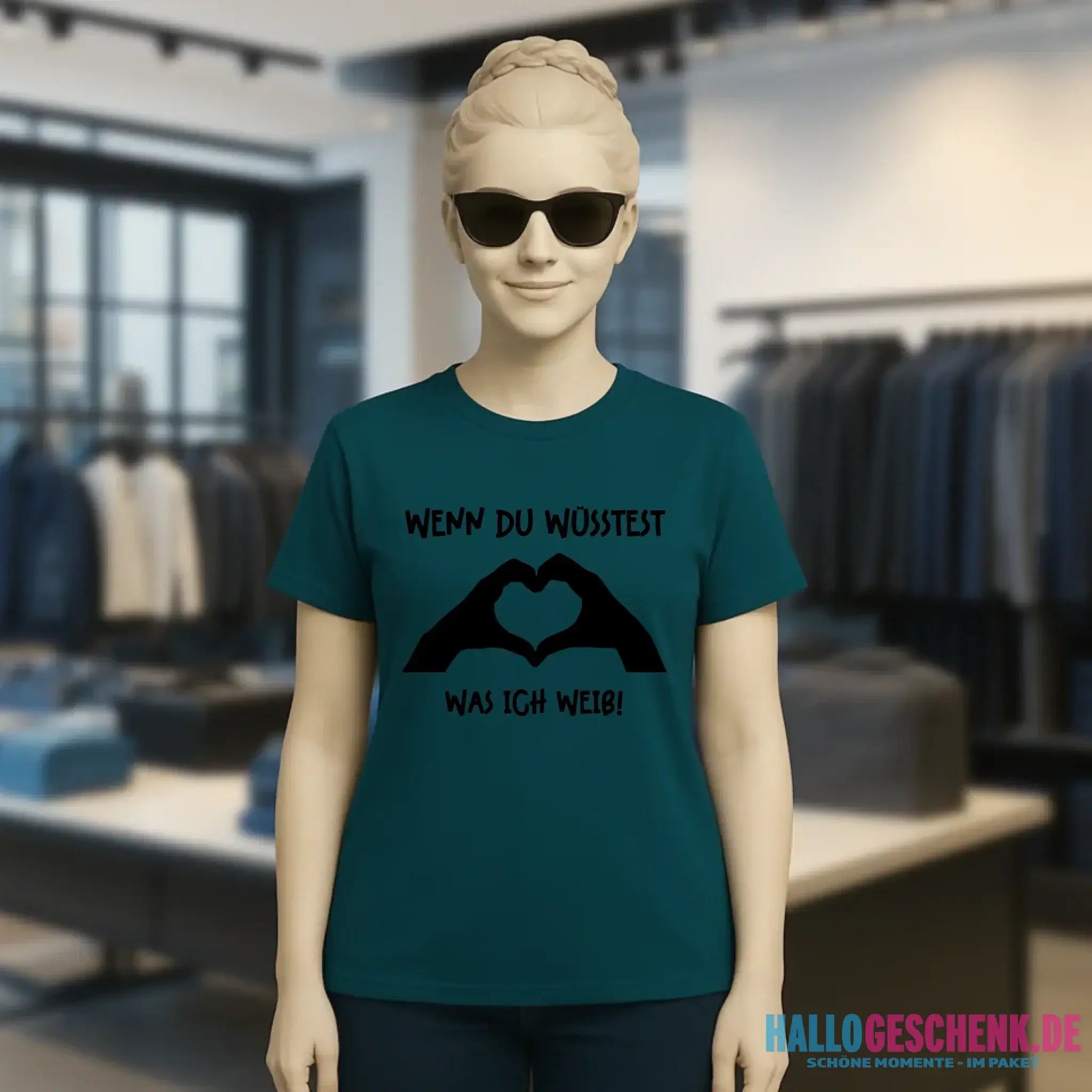 Keine Frage, ich liebe Dich auch! • Frau • Hände • personalisierter Text • Ladies Premium T-Shirt XS-2XL aus Bio-Baumwolle für Damen • Exklusivdesign • personalisiert • Motivauswahl • personalisierbar