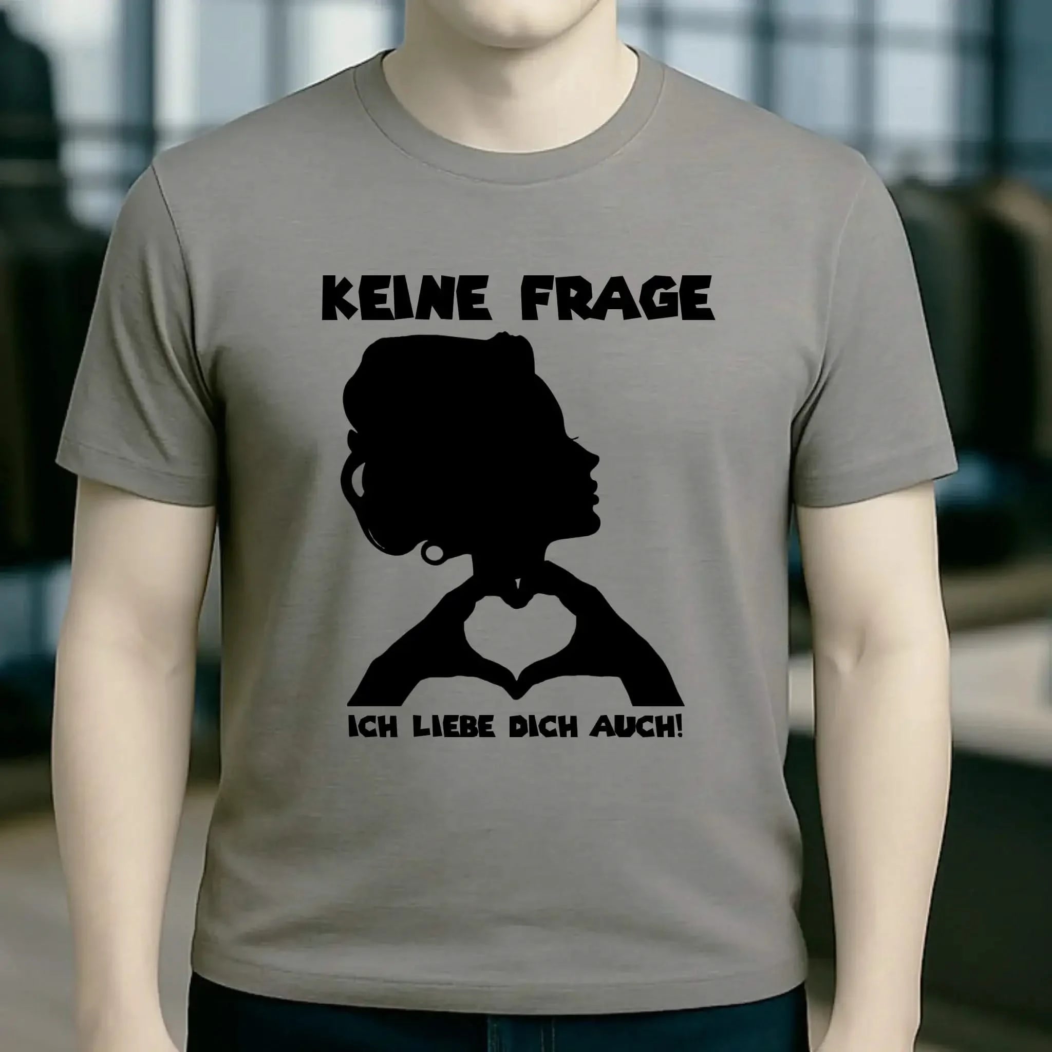 Keine Frage, ich liebe Dich auch! • Frau • personalisierbarer / personalisierter Text • Unisex Premium T-Shirt XS-5XL aus Bio-Baumwolle für Damen & Herren • Exklusivdesign • personalisiert copy