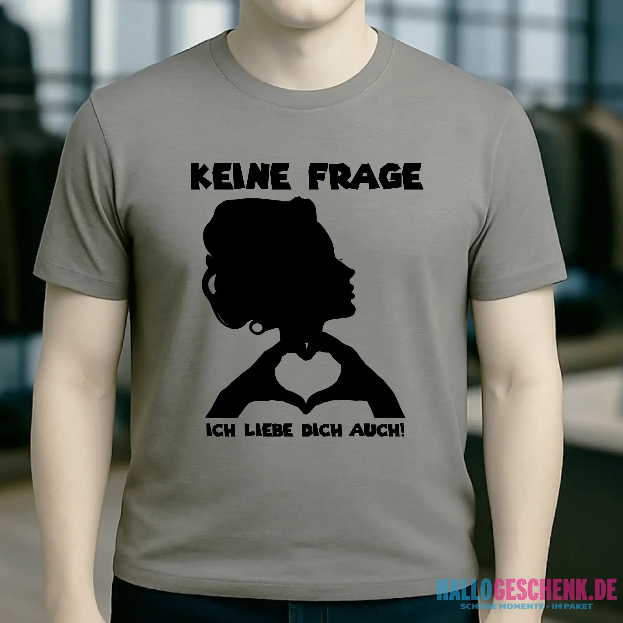 Keine Frage, ich liebe Dich auch! • Frau • personalisierbarer / personalisierter Text • Unisex Premium T-Shirt XS-5XL aus Bio-Baumwolle für Damen & Herren • Exklusivdesign • personalisiert copy