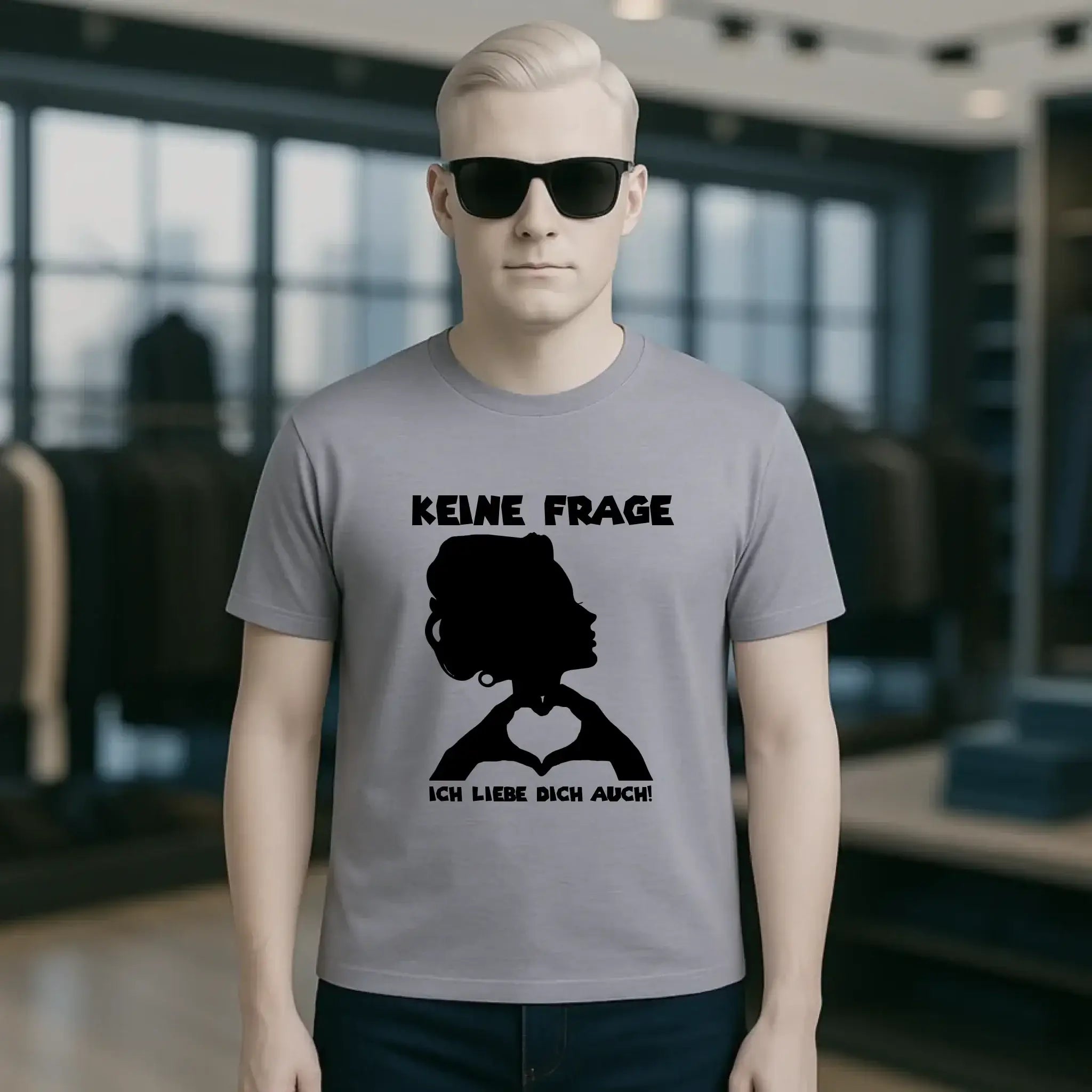 Keine Frage, ich liebe Dich auch! • Frau • personalisierbarer / personalisierter Text • Unisex Premium T-Shirt XS-5XL aus Bio-Baumwolle für Damen & Herren • Exklusivdesign • personalisiert copy