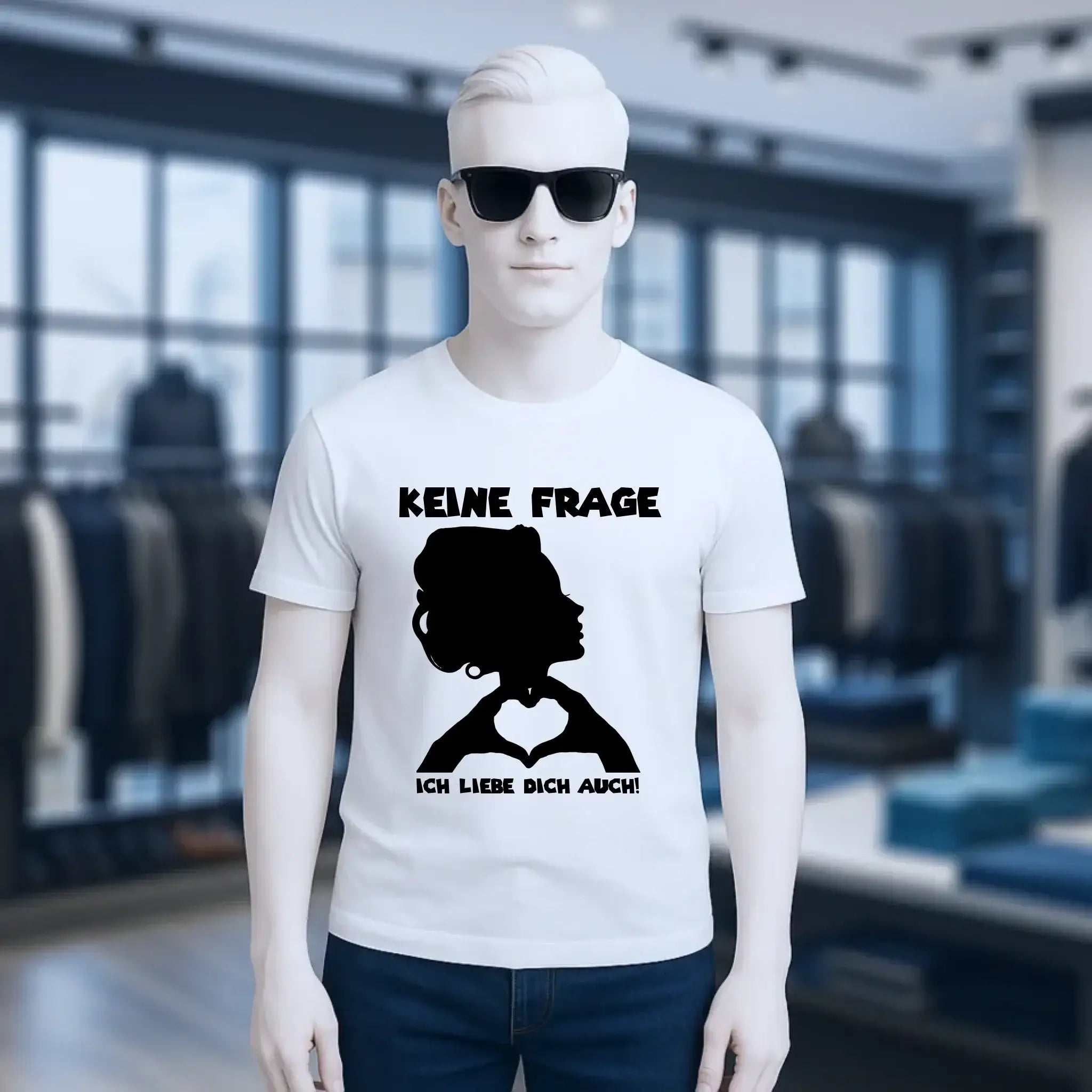 Keine Frage, ich liebe Dich auch! • Frau • personalisierbarer / personalisierter Text • Unisex Premium T-Shirt XS-5XL aus Bio-Baumwolle für Damen & Herren • Exklusivdesign • personalisiert copy