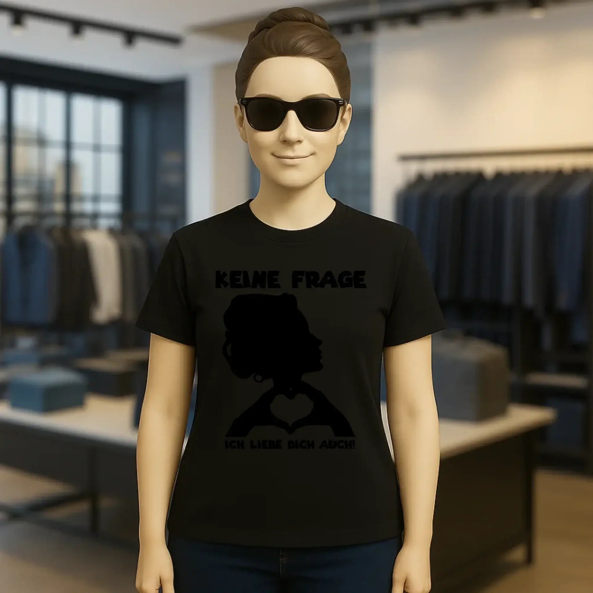 Keine Frage, ich liebe Dich auch! • Frau • personalisierter Text • Ladies Premium T-Shirt XS-2XL aus Bio-Baumwolle für Damen • Exklusivdesign • personalisiert • Motivauswahl • personalisierbar