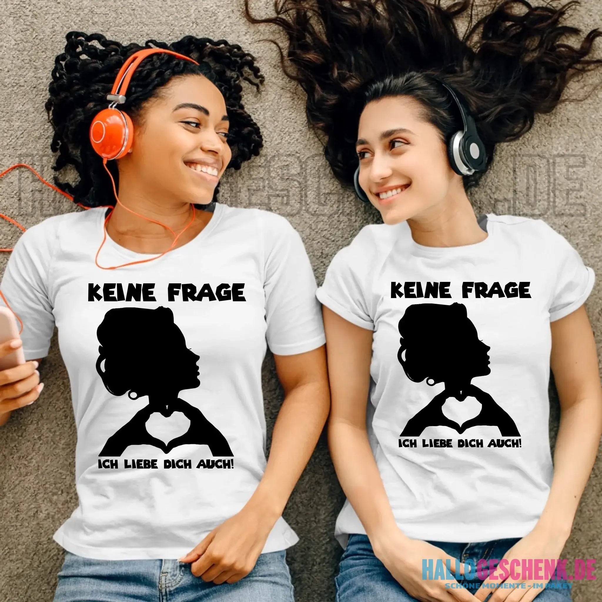 Keine Frage, ich liebe Dich auch! • Frau • personalisierter Text • Ladies Premium T-Shirt XS-2XL aus Bio-Baumwolle für Damen • Exklusivdesign • personalisiert • Motivauswahl • personalisierbar