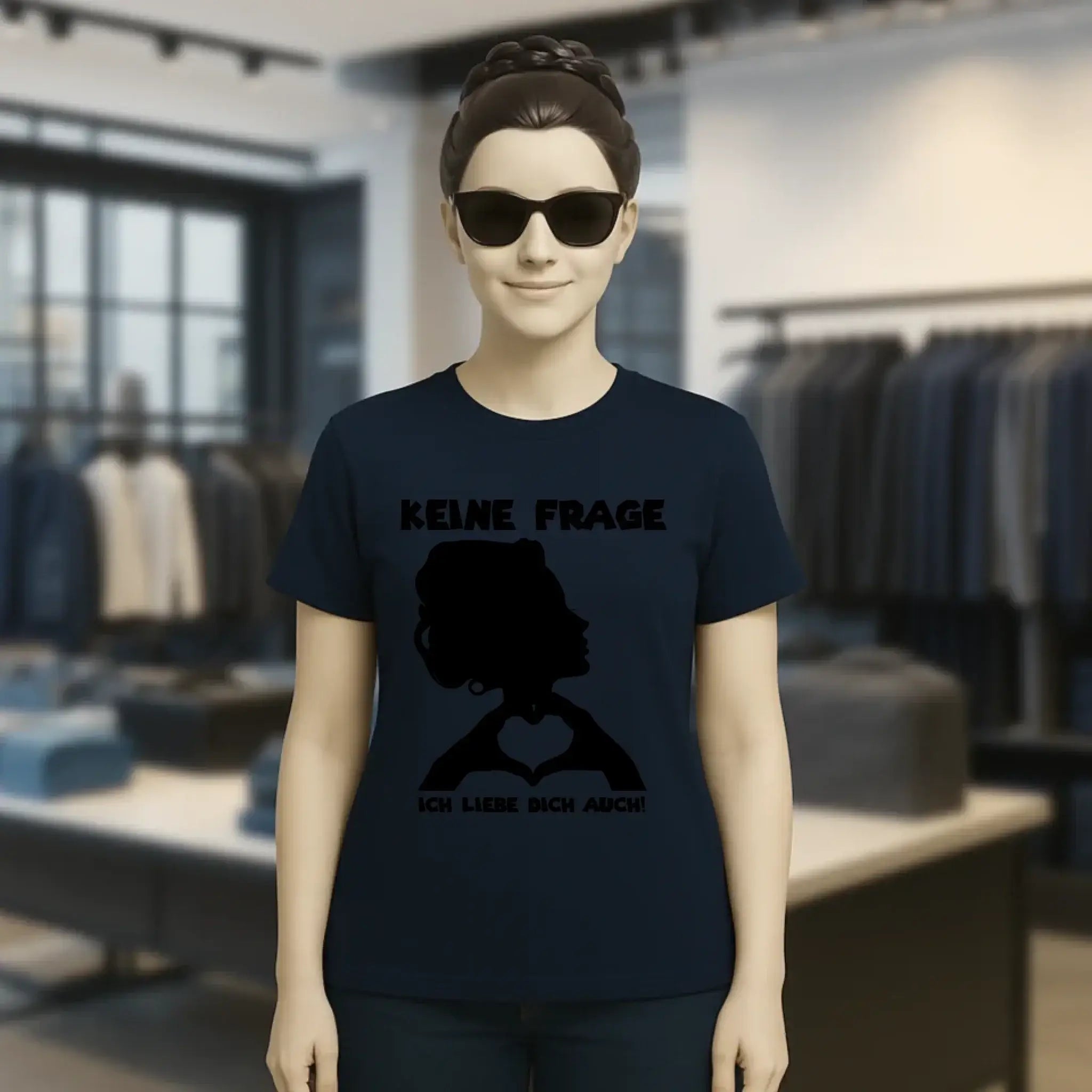 Keine Frage, ich liebe Dich auch! • Frau • personalisierter Text • Ladies Premium T-Shirt XS-2XL aus Bio-Baumwolle für Damen • Exklusivdesign • personalisiert • Motivauswahl • personalisierbar