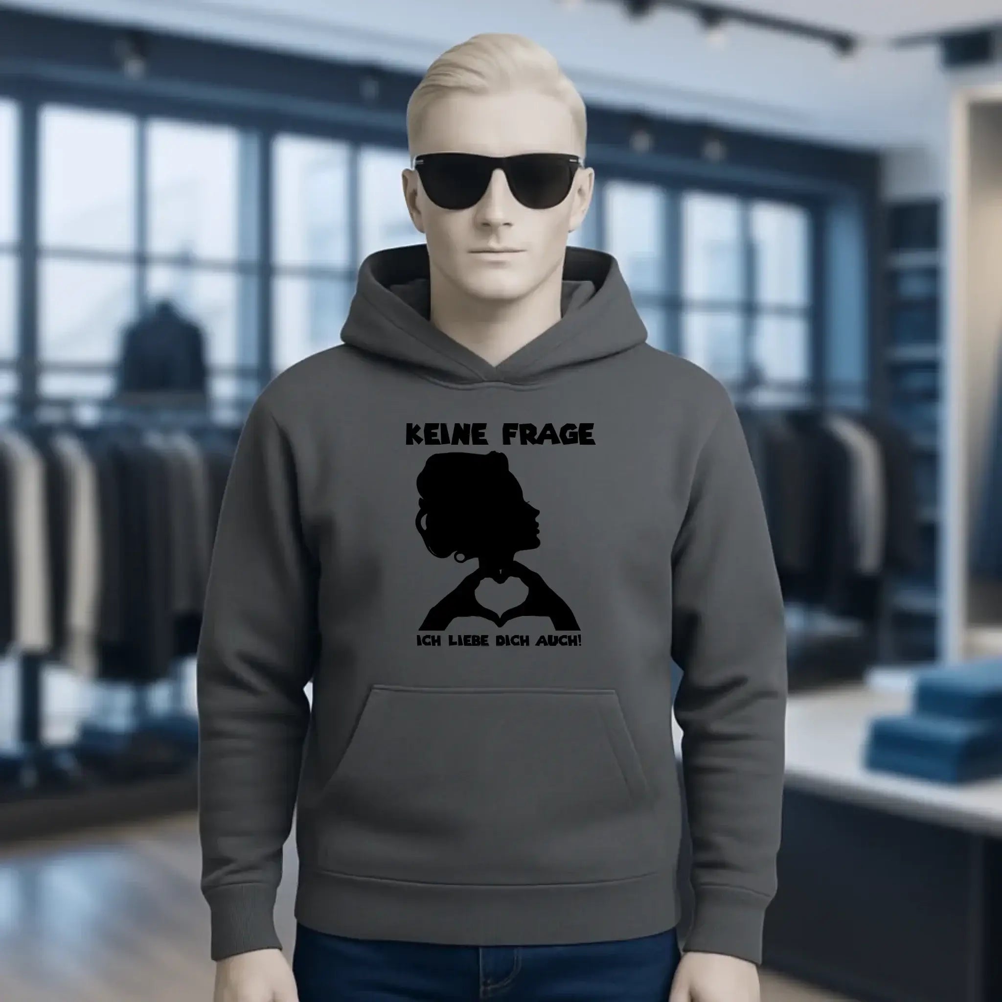 Keine Frage, ich liebe Dich auch! • Frau • personalisierter Text • Unisex Premium Hoodie XS-5XL aus Bio-Baumwolle für Damen & Herren • Exklusivdesign • personalisiert