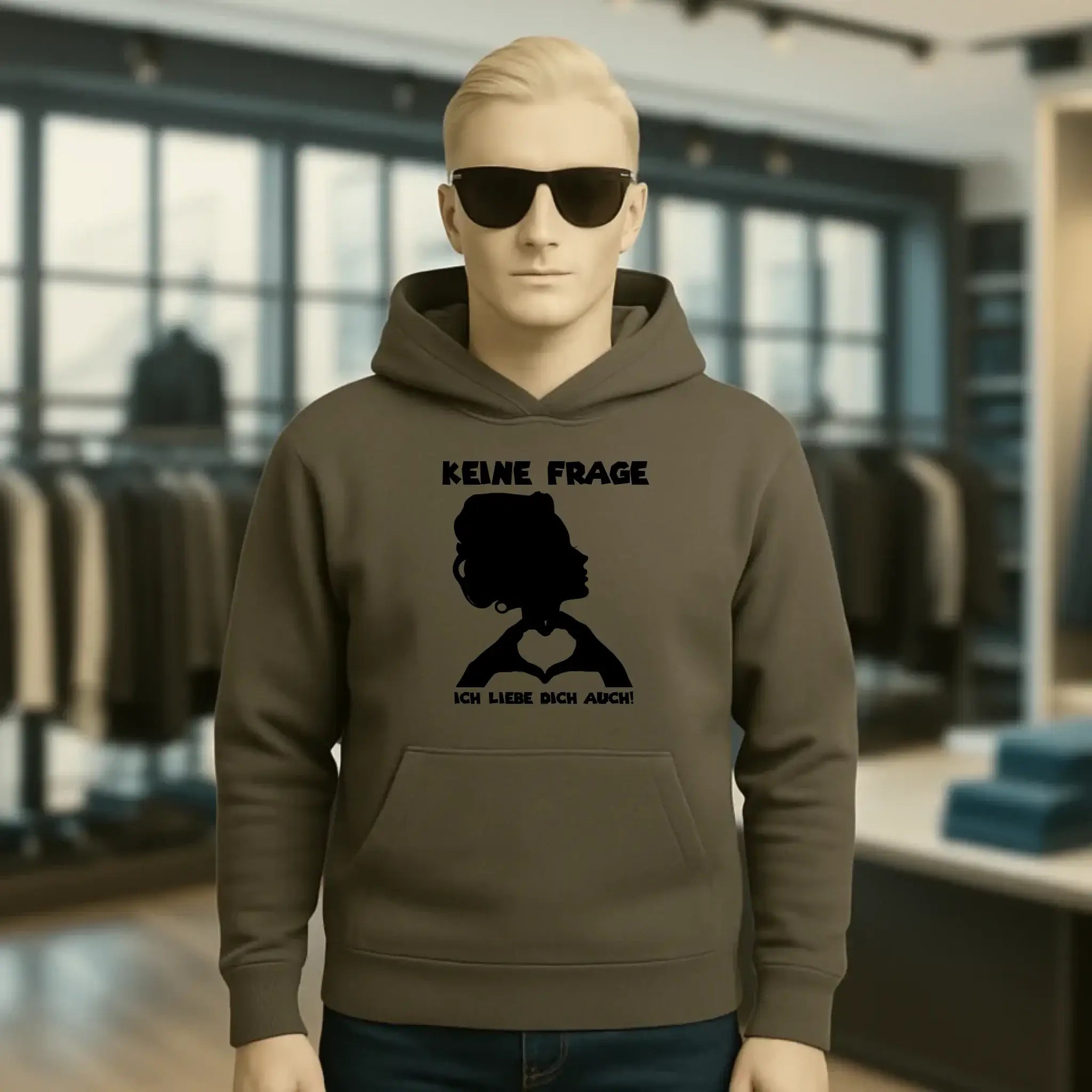 Keine Frage, ich liebe Dich auch! • Frau • personalisierter Text • Unisex Premium Hoodie XS-5XL aus Bio-Baumwolle für Damen & Herren • Exklusivdesign • personalisiert