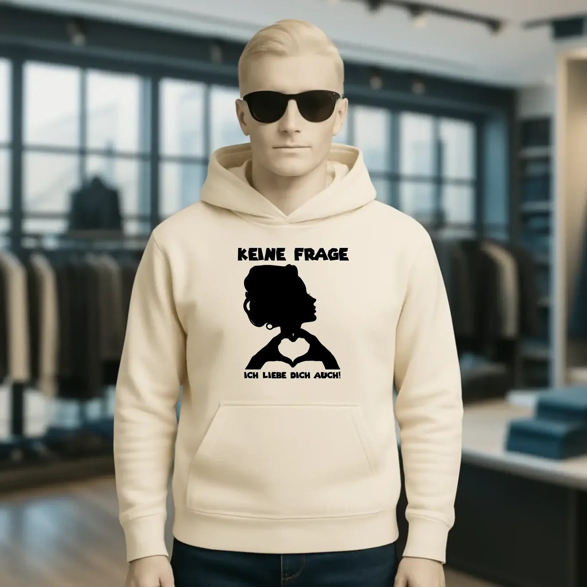 Keine Frage, ich liebe Dich auch! • Frau • personalisierter Text • Unisex Premium Hoodie XS-5XL aus Bio-Baumwolle für Damen & Herren • Exklusivdesign • personalisiert