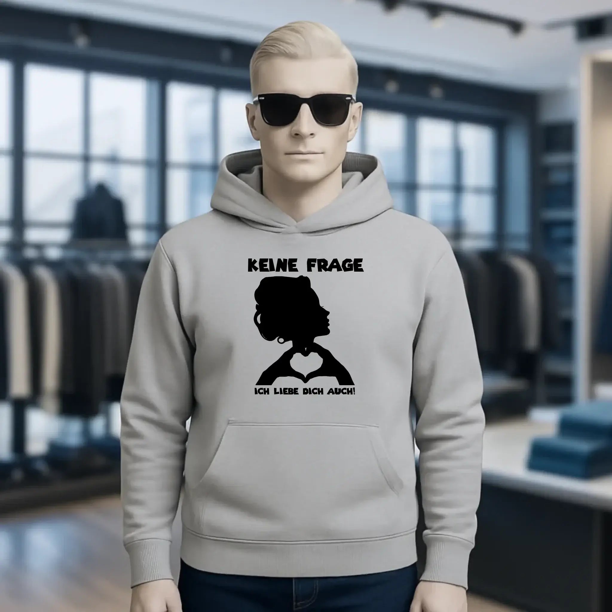 Keine Frage, ich liebe Dich auch! • Frau • personalisierter Text • Unisex Premium Hoodie XS-5XL aus Bio-Baumwolle für Damen & Herren • Exklusivdesign • personalisiert