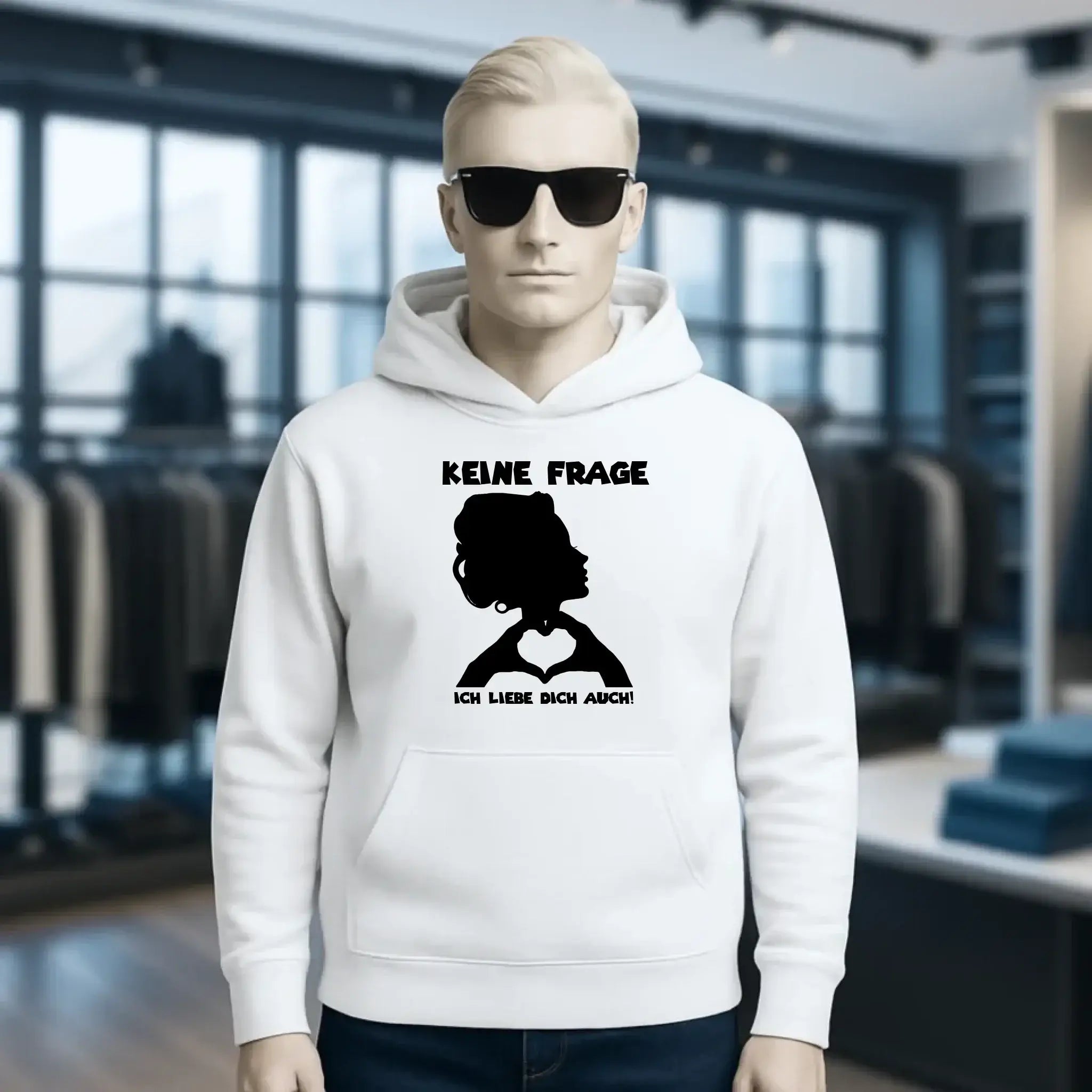 Keine Frage, ich liebe Dich auch! • Frau • personalisierter Text • Unisex Premium Hoodie XS-5XL aus Bio-Baumwolle für Damen & Herren • Exklusivdesign • personalisiert