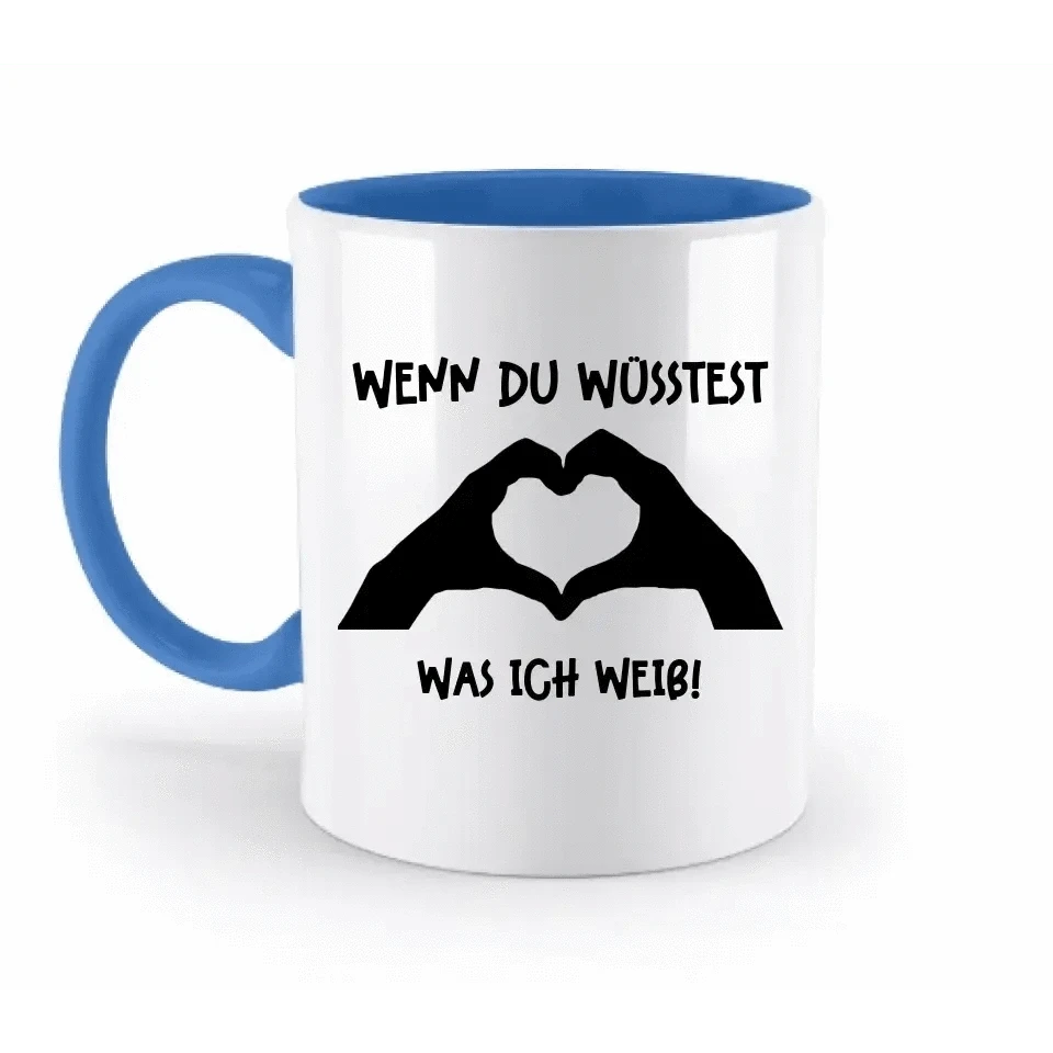 Keine Frage, ich liebe Dich auch! • Hände • personalisierter Text • zweifarbige Tasse 330ml mit farbigem Innendruck spülmaschinengeeignet