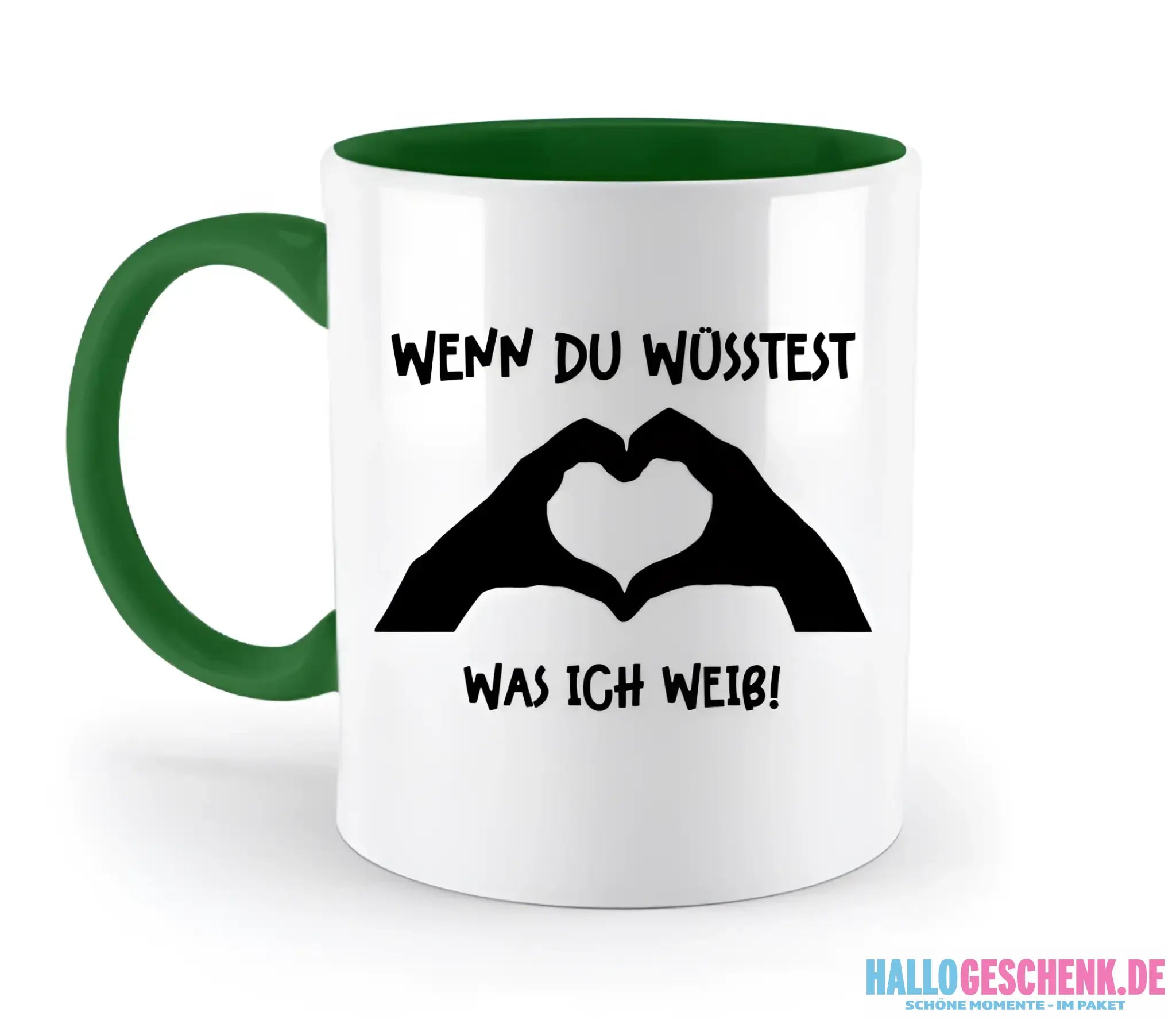 Keine Frage, ich liebe Dich auch! • Hände • personalisierter Text • zweifarbige Tasse 330ml mit farbigem Innendruck spülmaschinengeeignet