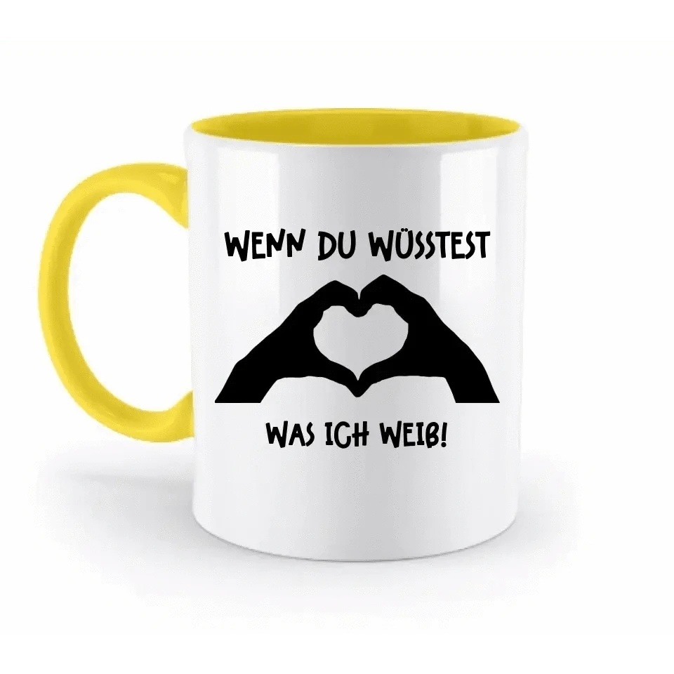Keine Frage, ich liebe Dich auch! • Hände • personalisierter Text • zweifarbige Tasse 330ml mit farbigem Innendruck spülmaschinengeeignet