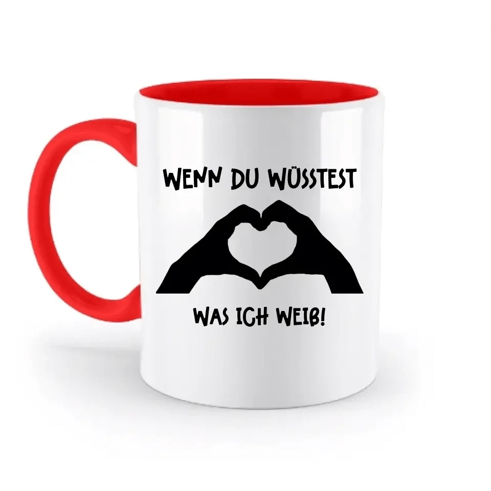 Keine Frage, ich liebe Dich auch! • Hände • personalisierter Text • zweifarbige Tasse 330ml mit farbigem Innendruck spülmaschinengeeignet