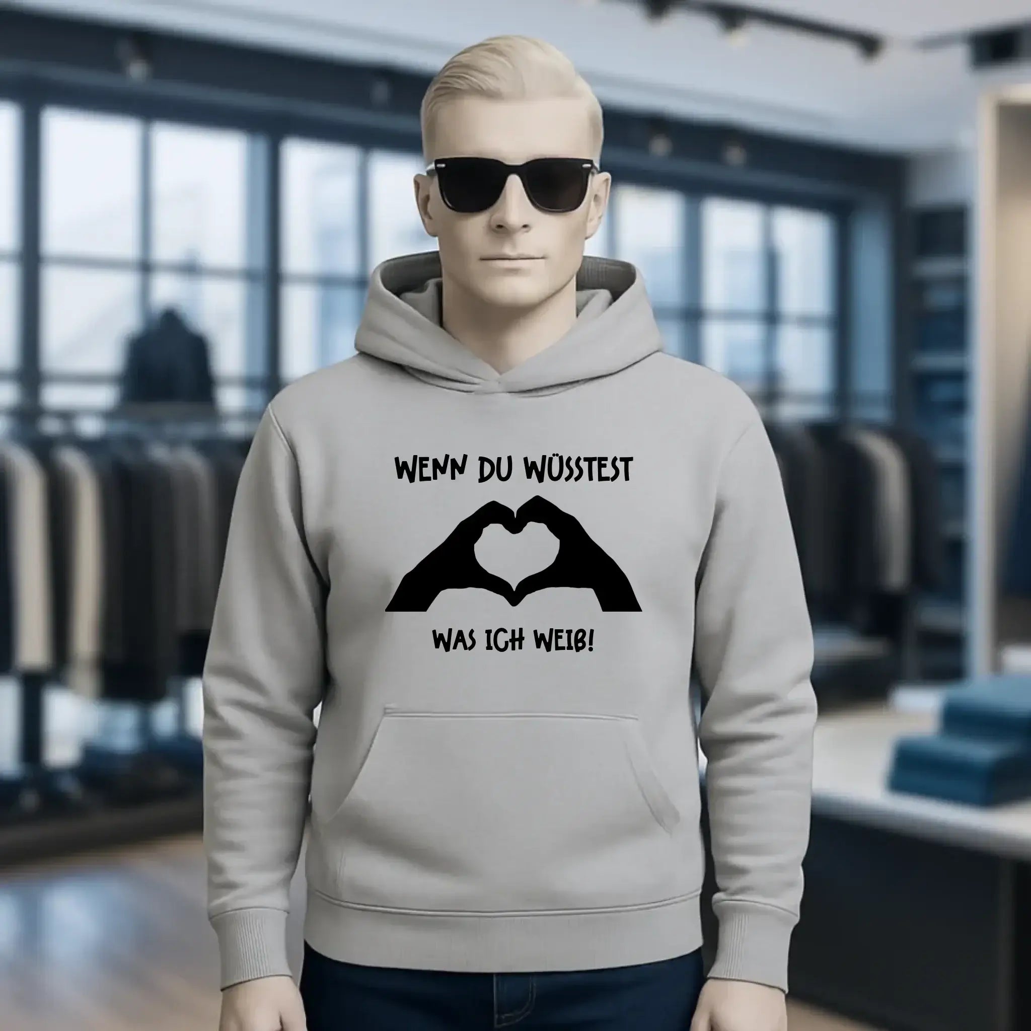 Keine Frage, ich liebe Dich auch! • Hände • personalisierter Text • Unisex Premium Hoodie XS-5XL aus Bio-Baumwolle für Damen & Herren • Exklusivdesign • personalisiert