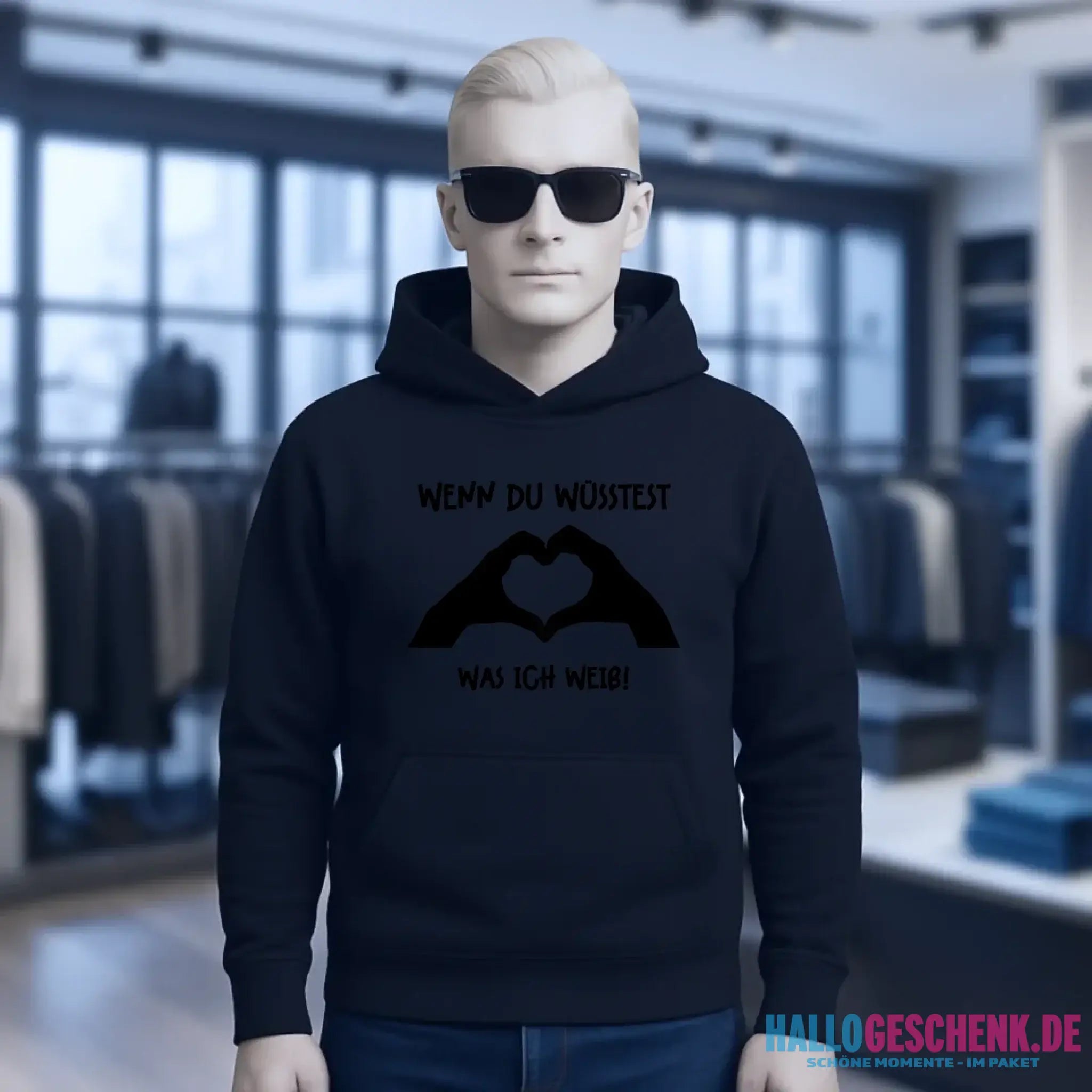 Keine Frage, ich liebe Dich auch! • Hände • personalisierter Text • Unisex Premium Hoodie XS-5XL aus Bio-Baumwolle für Damen & Herren • Exklusivdesign • personalisiert
