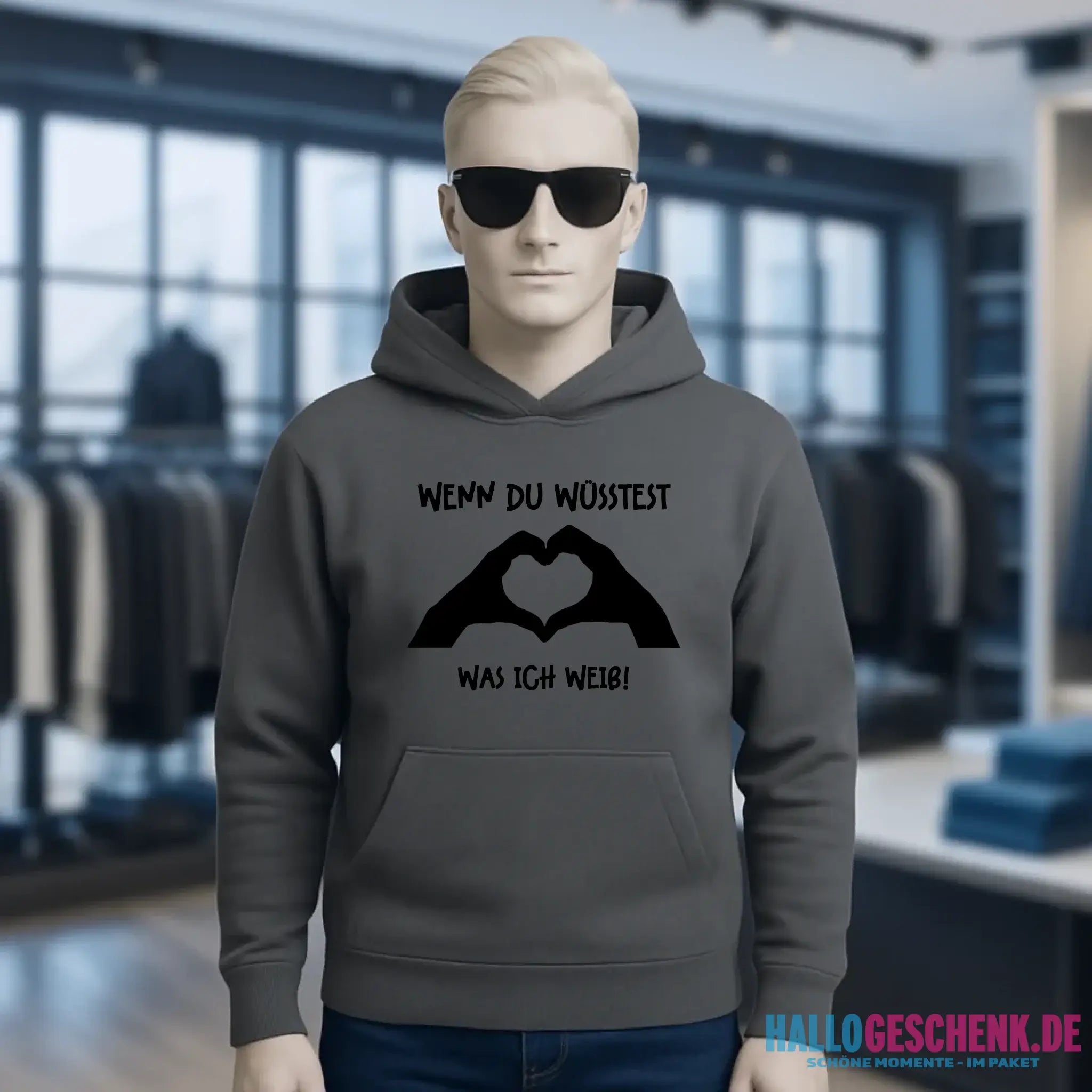 Keine Frage, ich liebe Dich auch! • Hände • personalisierter Text • Unisex Premium Hoodie XS-5XL aus Bio-Baumwolle für Damen & Herren • Exklusivdesign • personalisiert